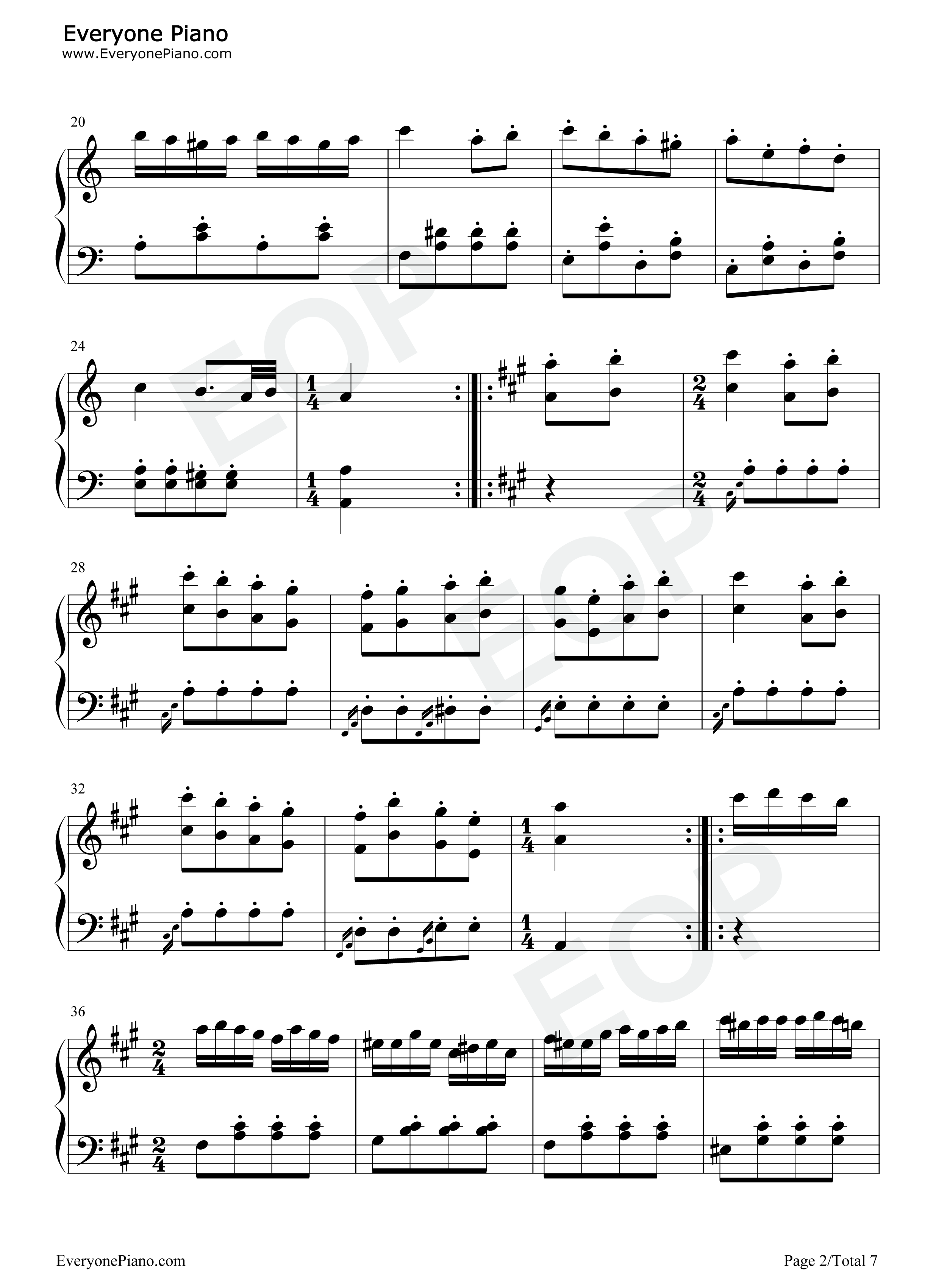 土耳其进行曲钢琴谱_莫扎特__Mozart