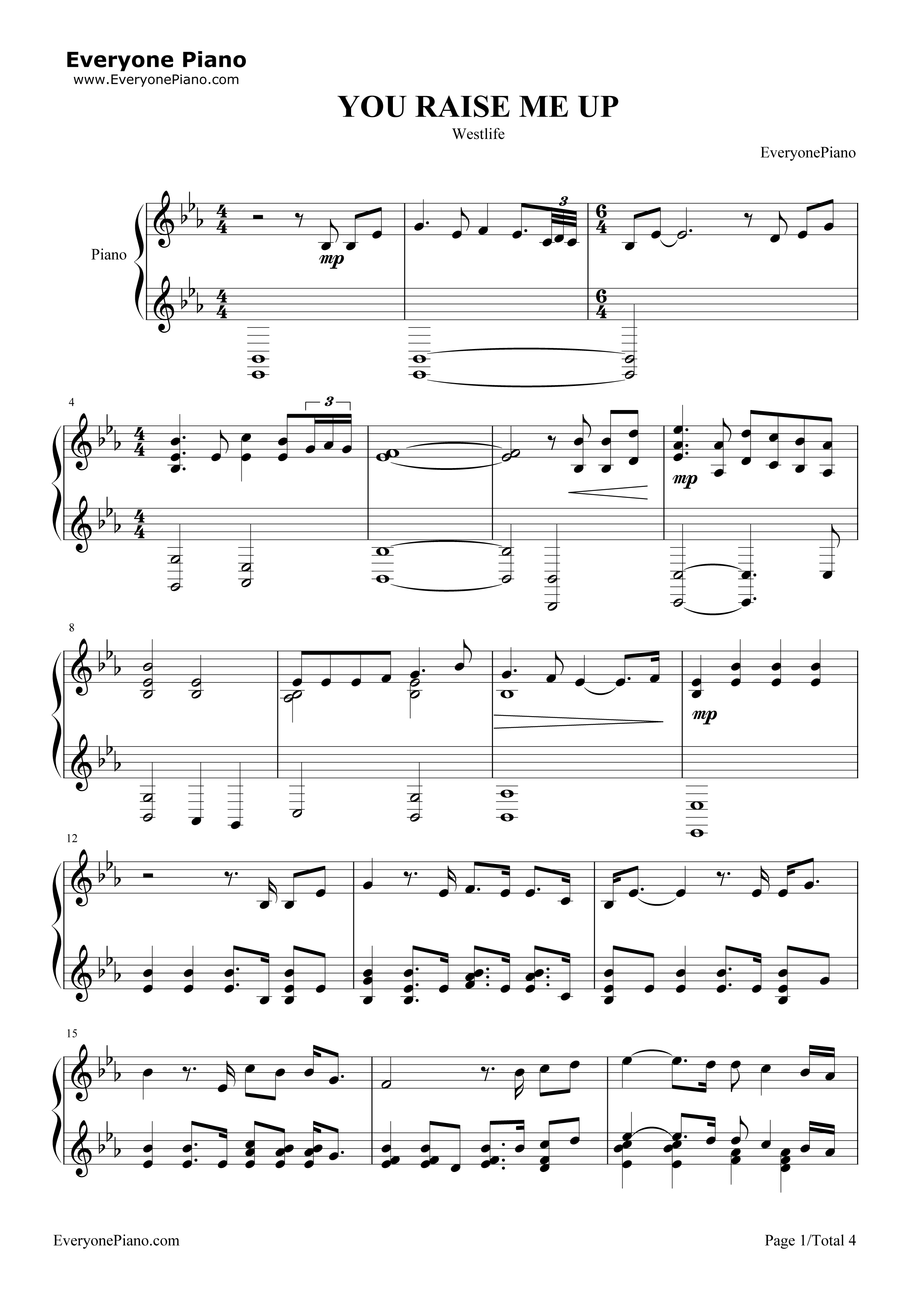 You_Raise_Me_Up_钢琴谱_Westlife__西城男孩