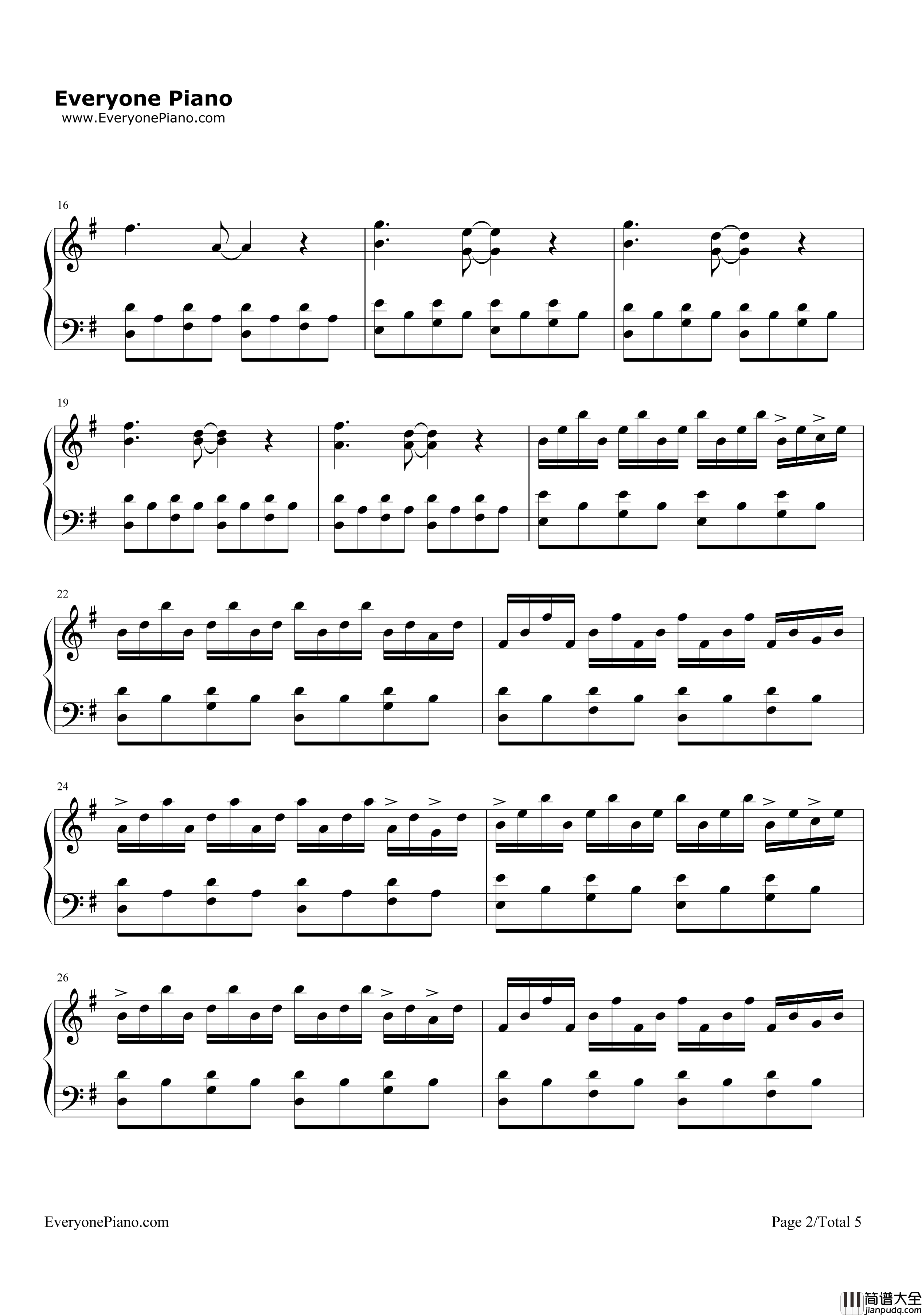 _天使爱美丽_主题曲钢琴谱_Yann_Tiersen