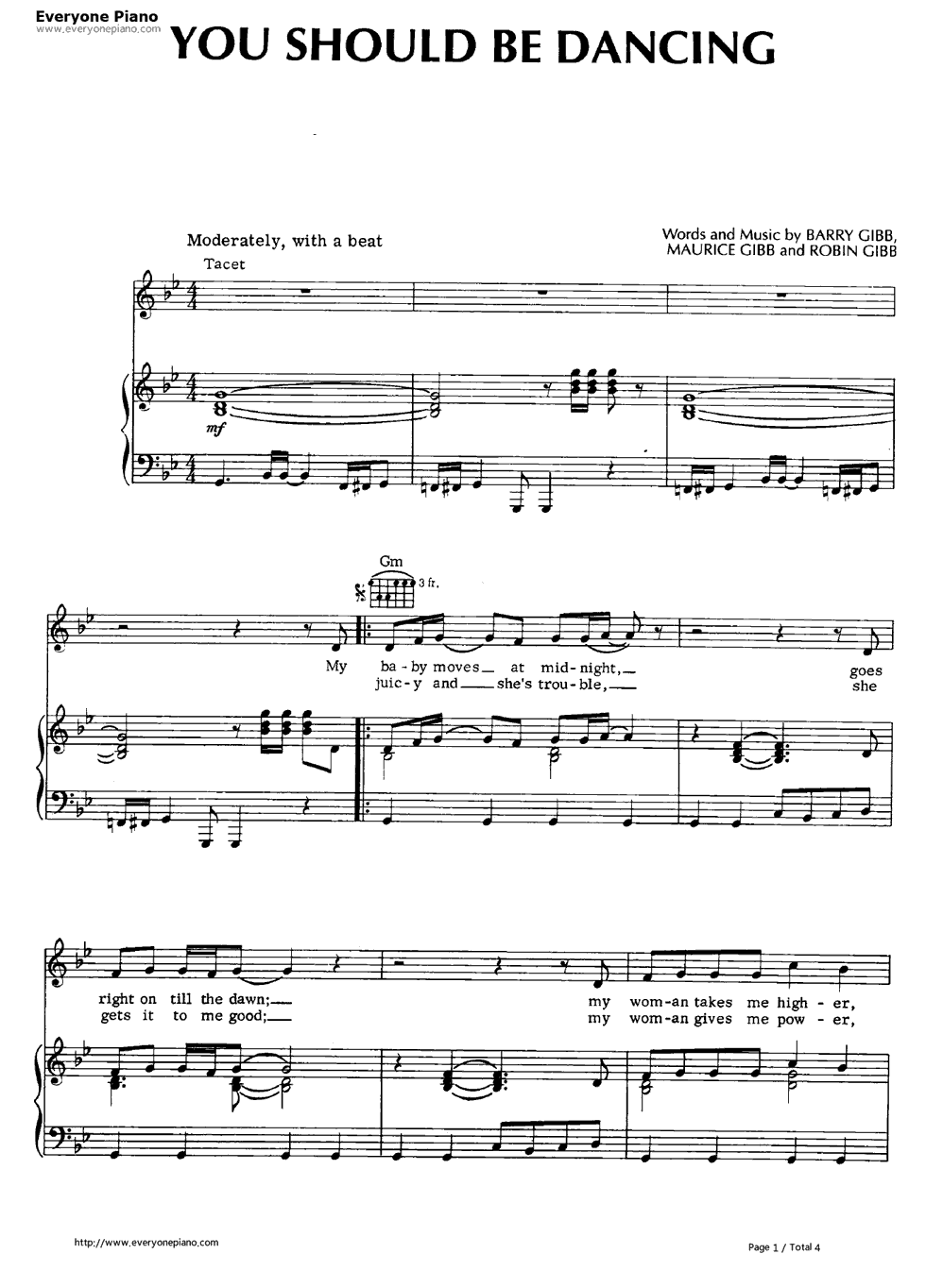 You_Should_Be_Dancing钢琴谱_Bee_Gees