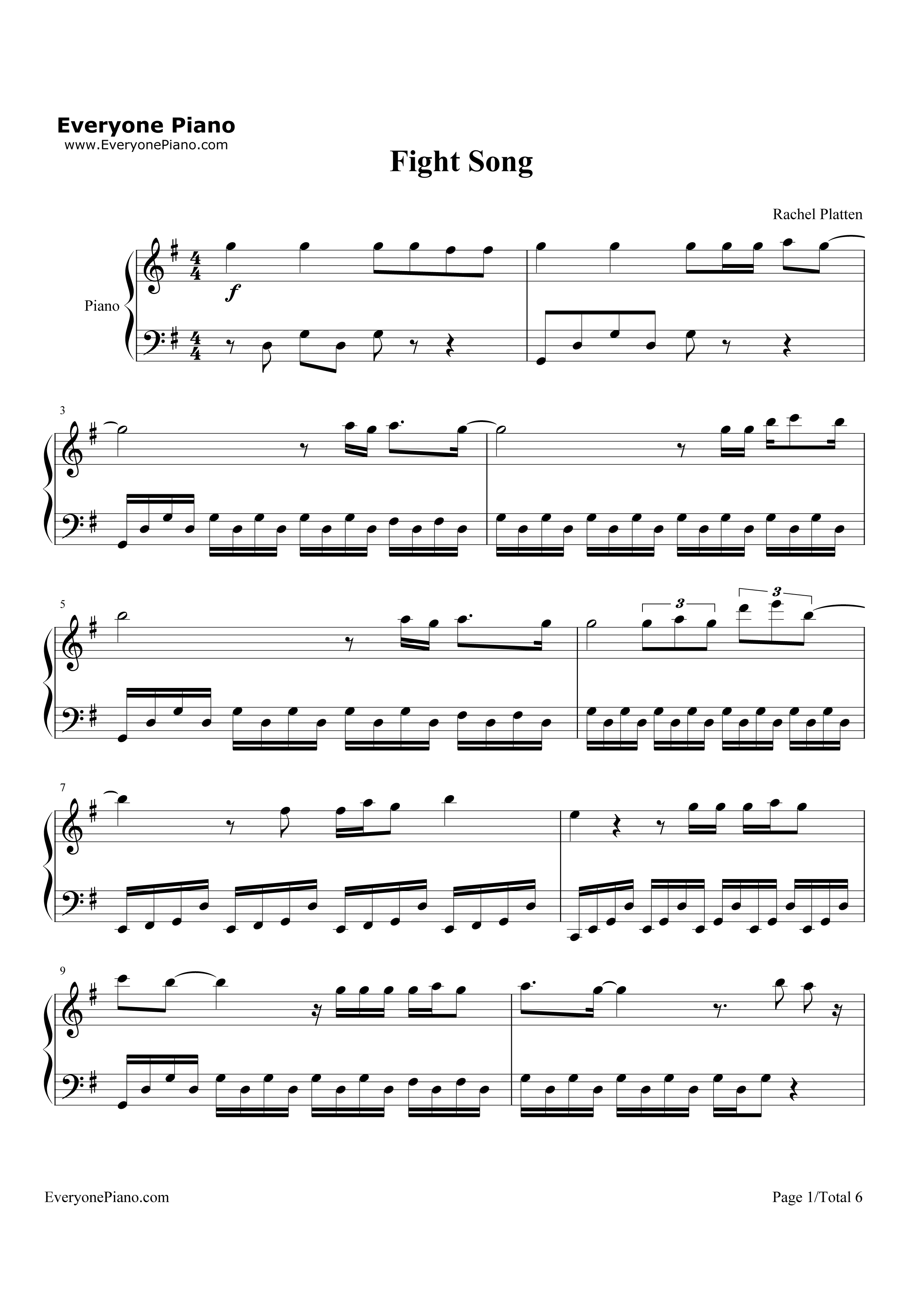 Fight_Song钢琴谱_Rachel_Platten