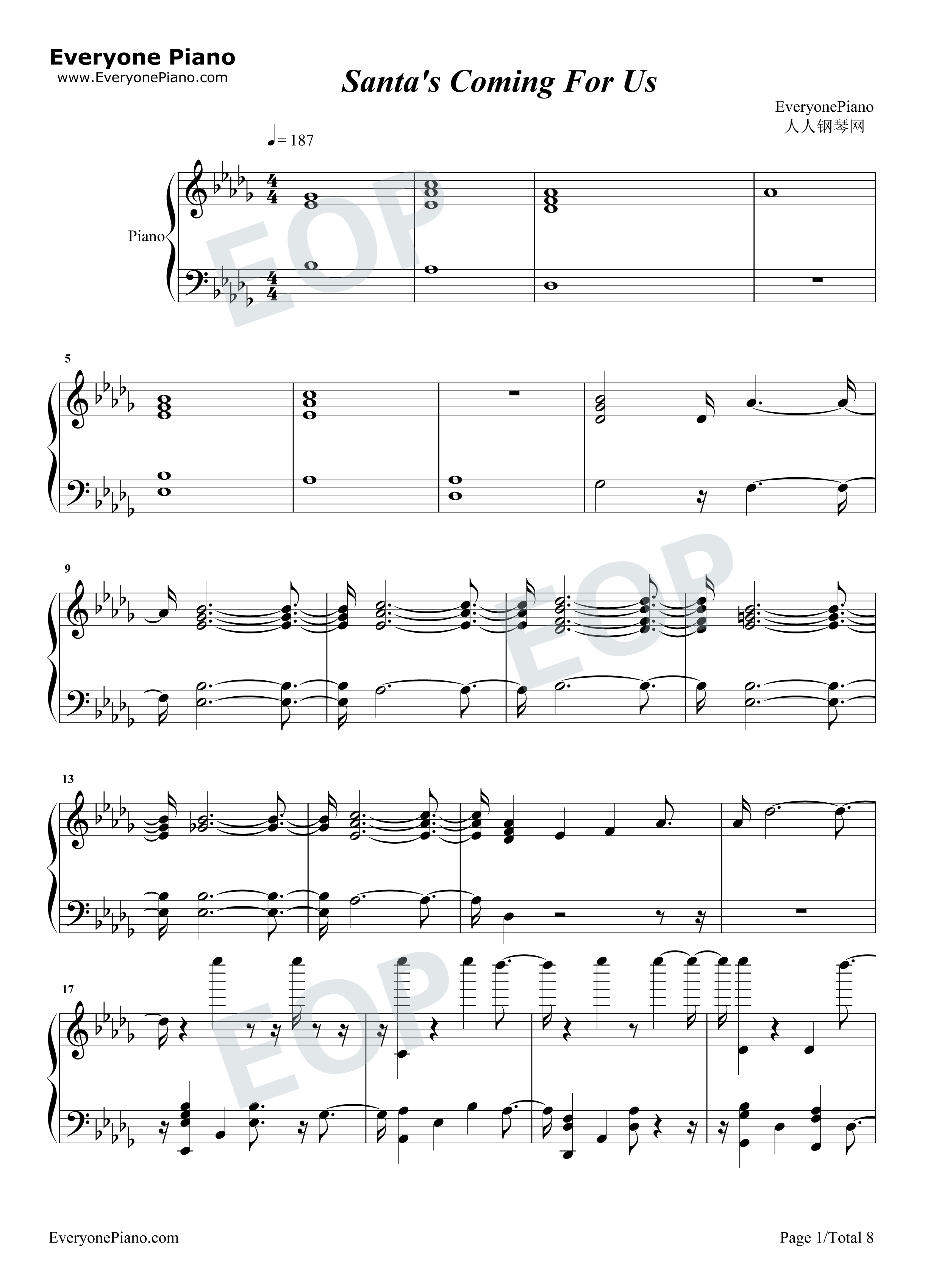 Santa's_Coming_For_Us钢琴谱_Sia_Greg_Kurstin