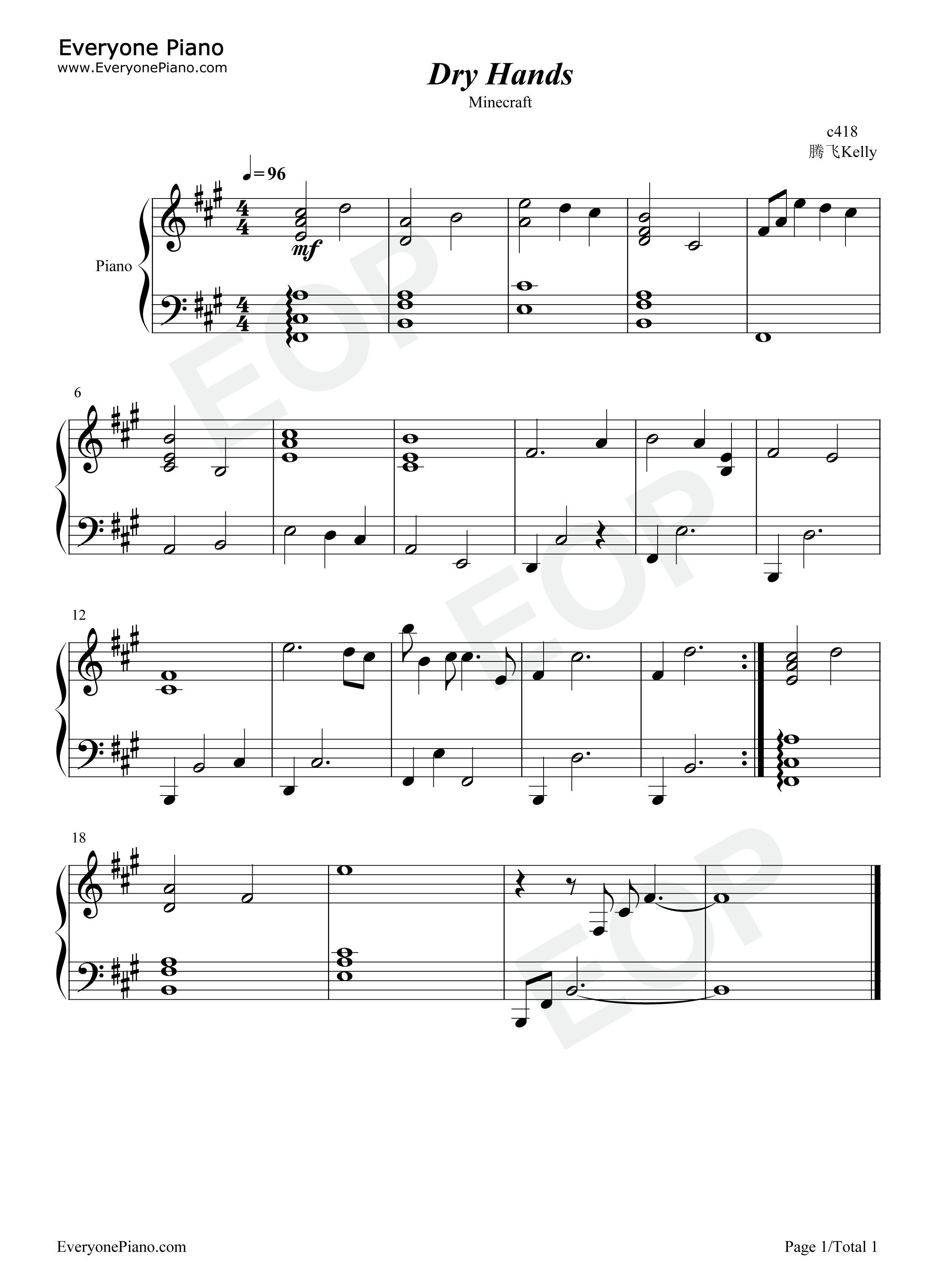 Dry_Hands钢琴谱_C418