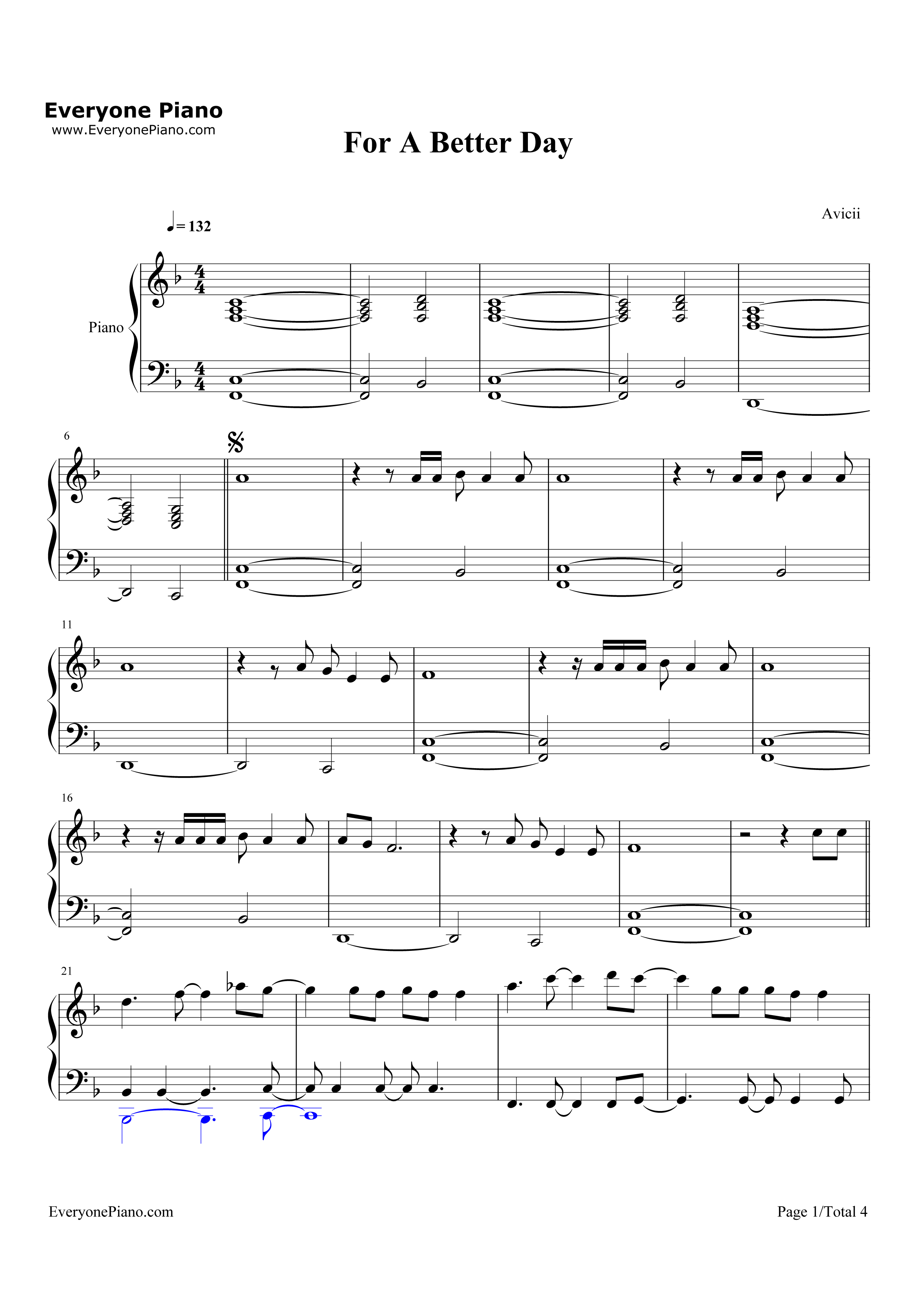 For_a_Better_Day钢琴谱_Avicii
