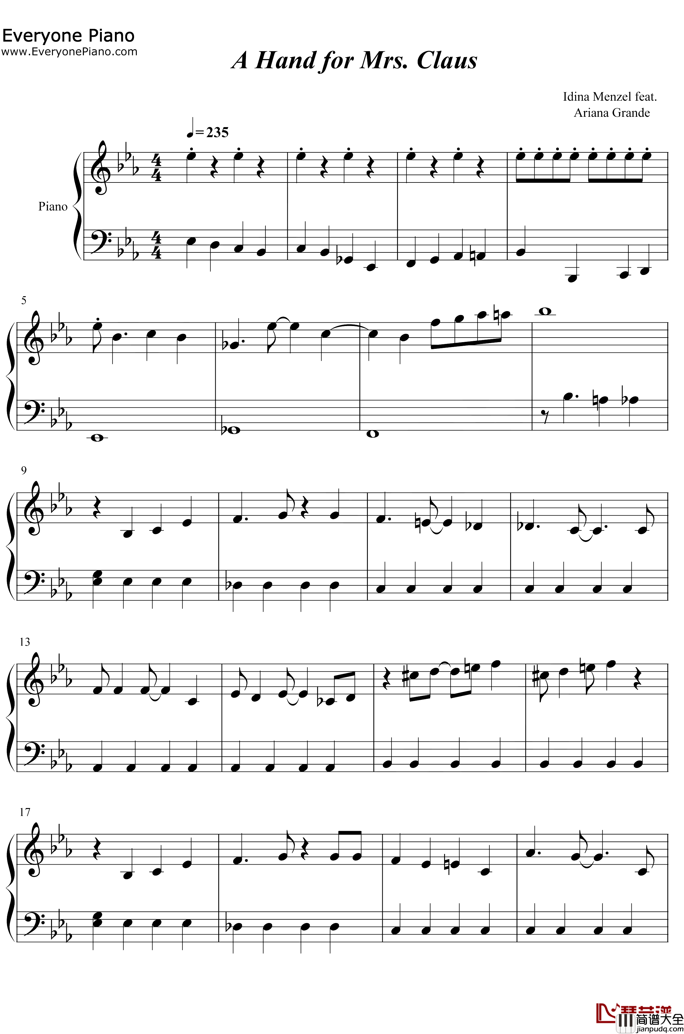 A_Hand_for_Mrs_Claus钢琴谱_Idina_Menzel_Ariana_Grande