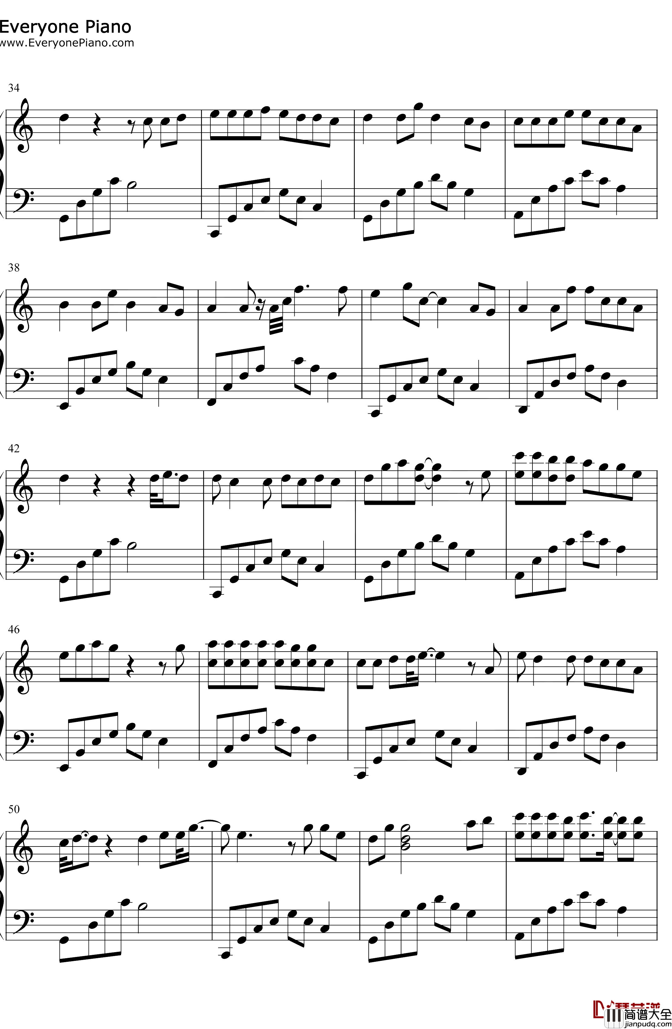 卡农与流行曲串烧钢琴谱_未知_无缝衔接完美