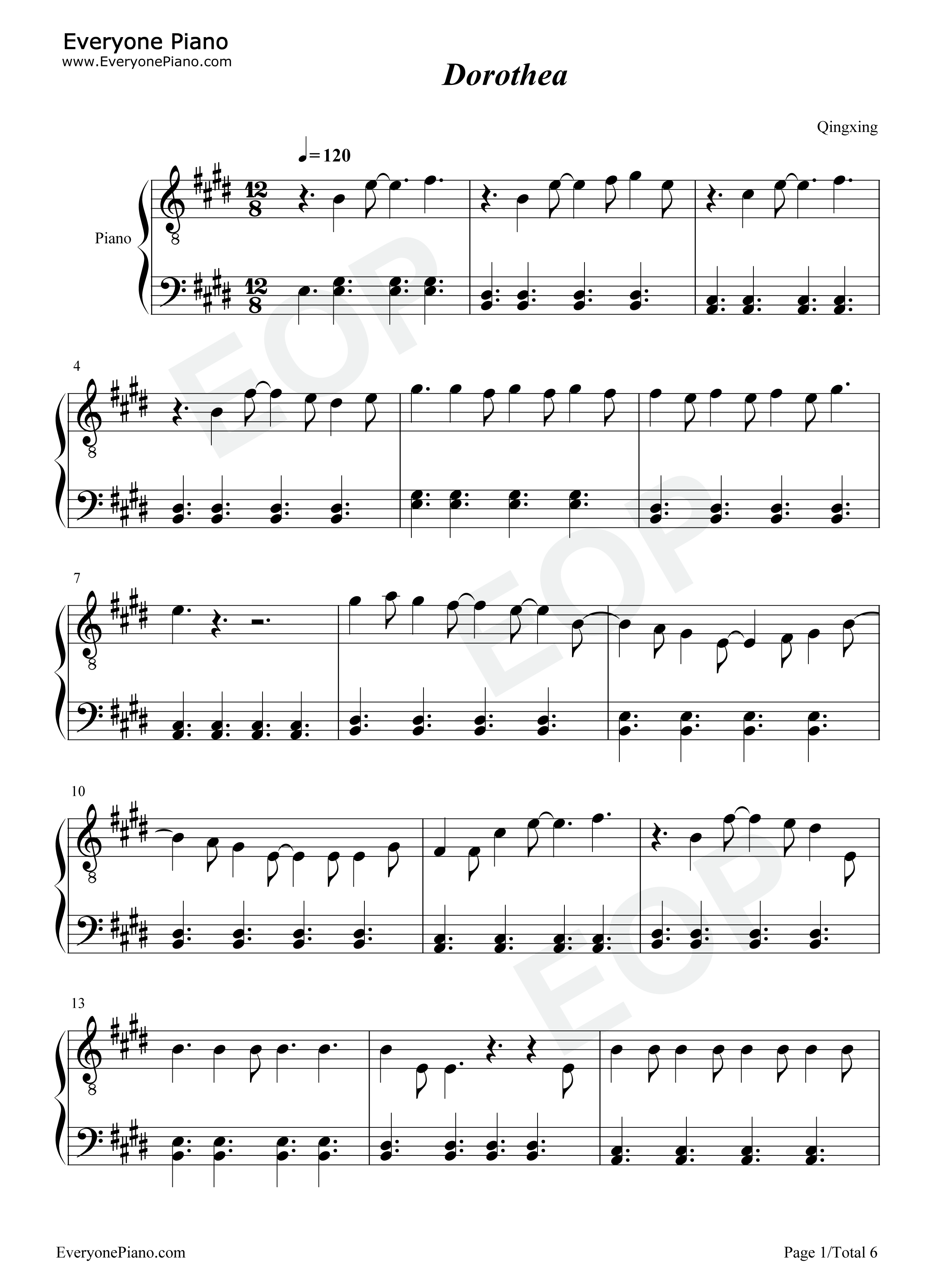 Dorothea钢琴谱_Taylor_Swift