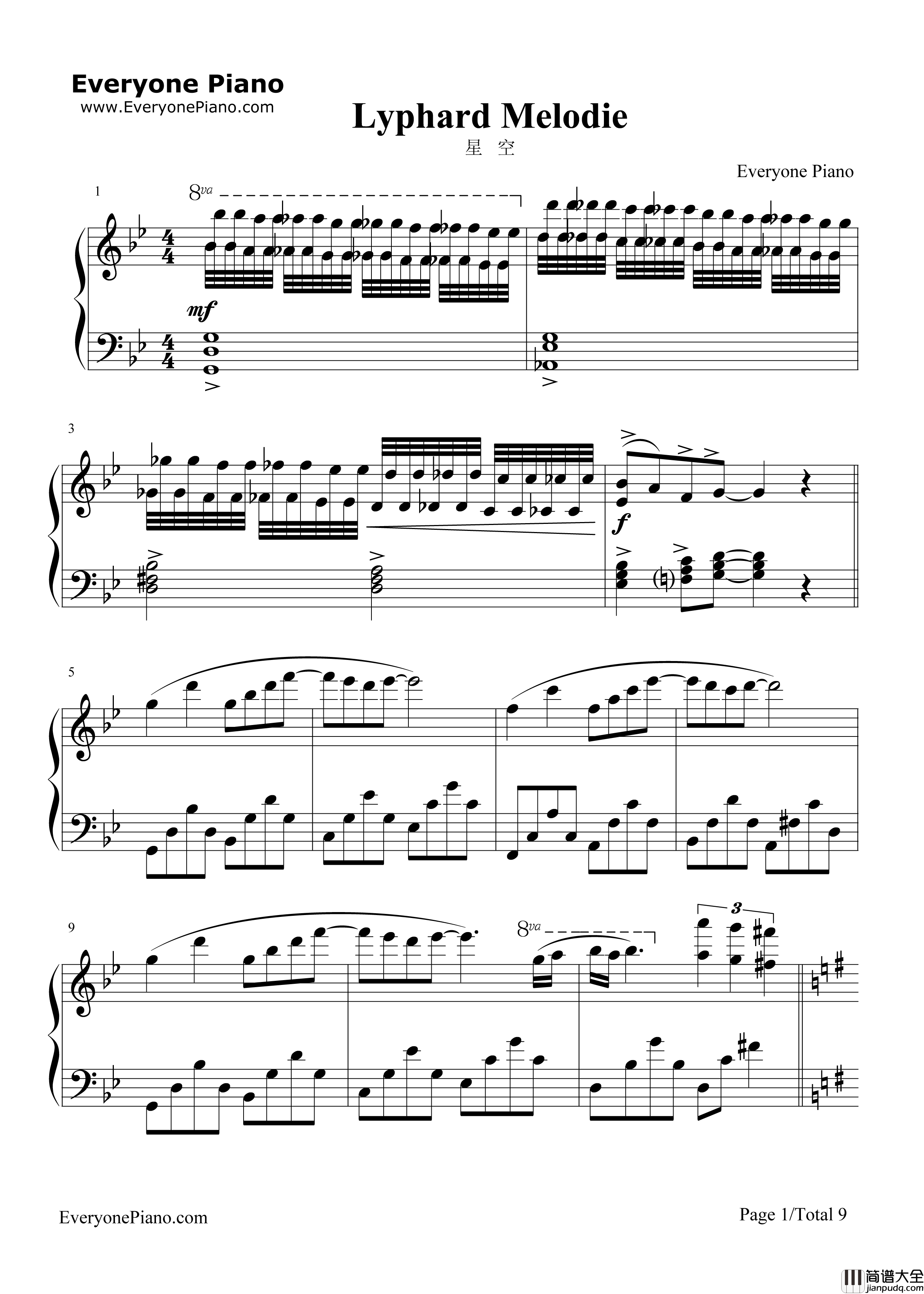 星空钢琴谱_理查德·克莱德曼_Richard_Clayderman