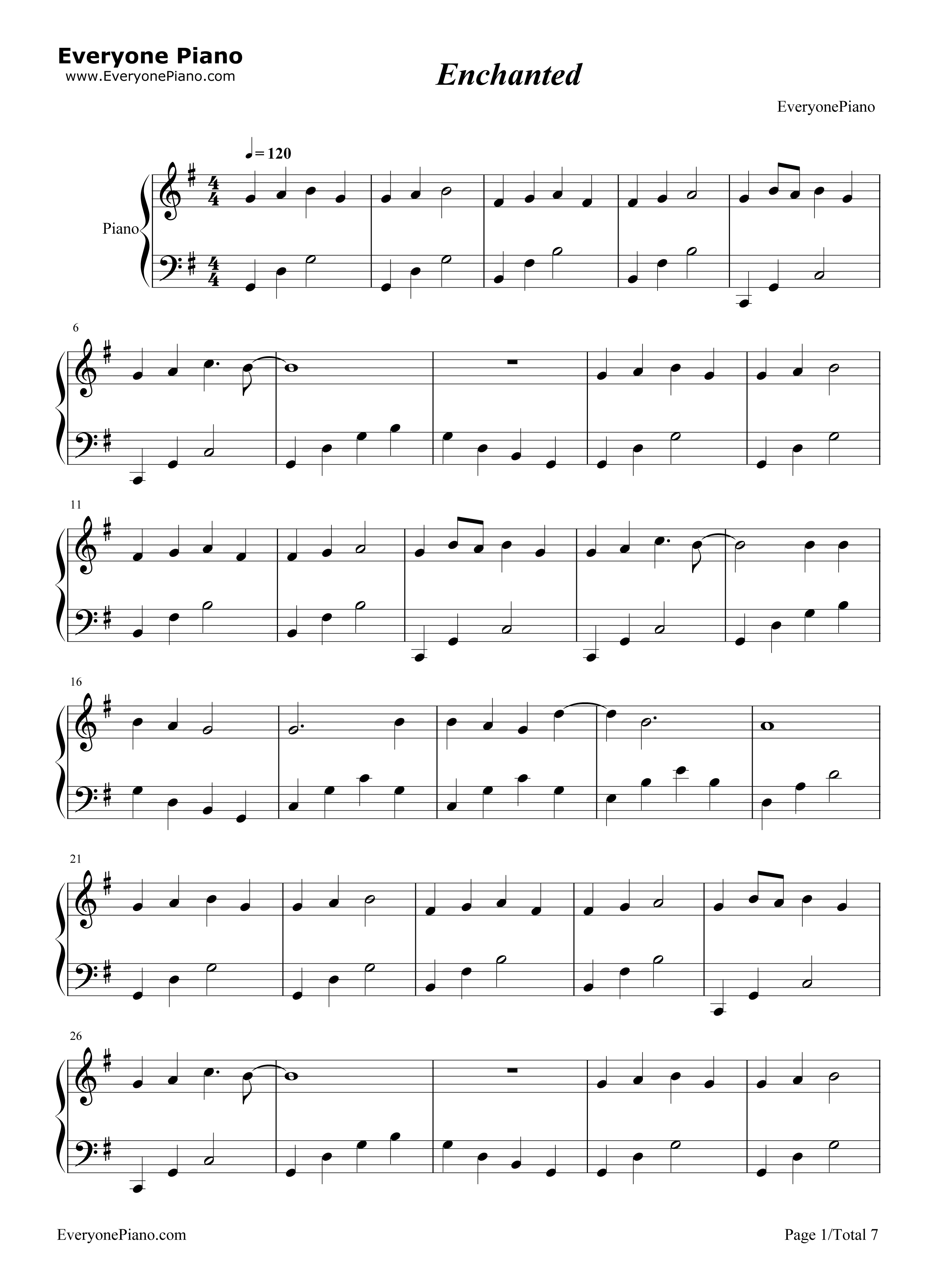 Enchanted钢琴谱_Taylor_Swift