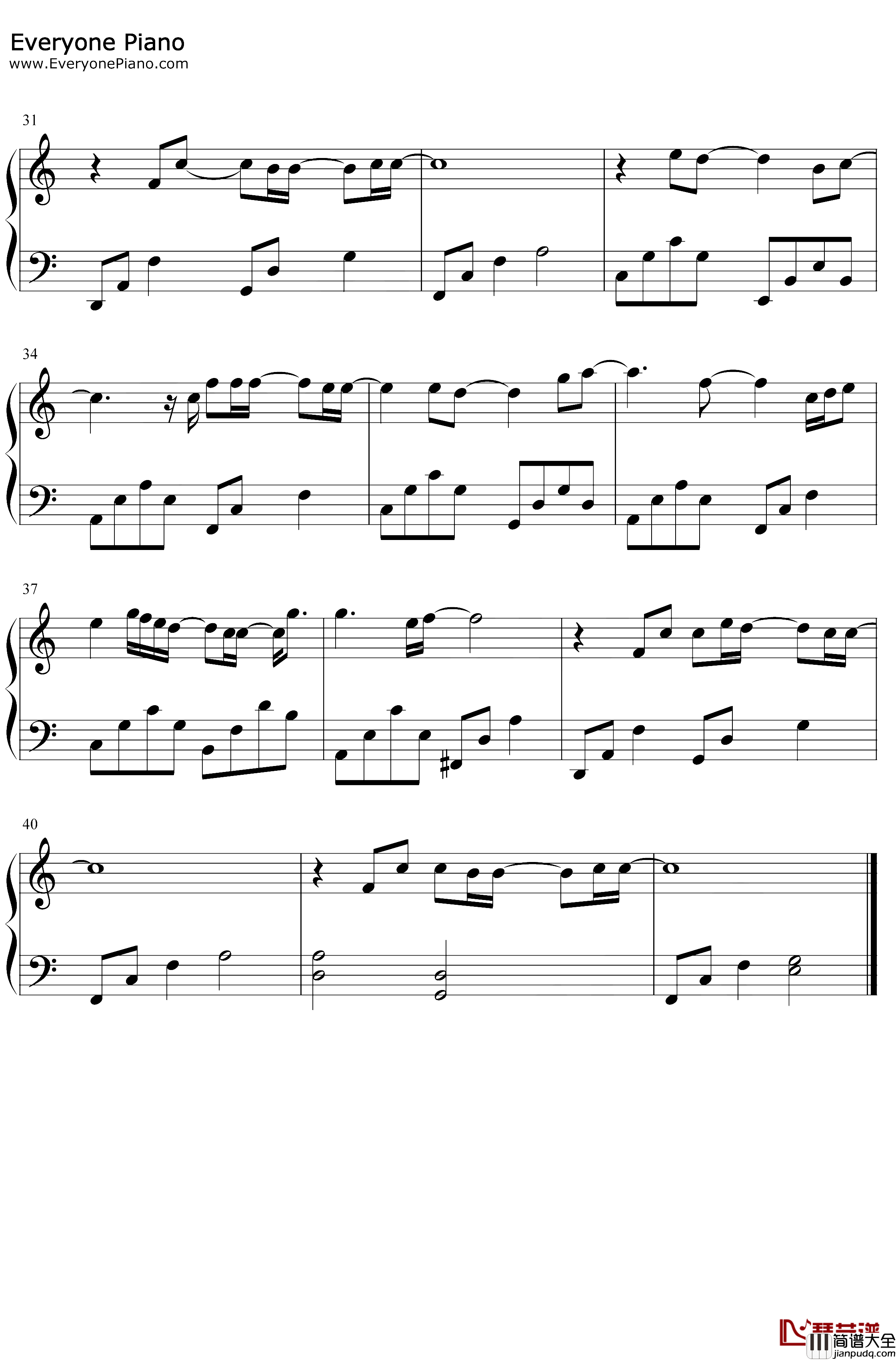 My_Everything钢琴谱_金骏植_C调简单版_以家人之名插曲