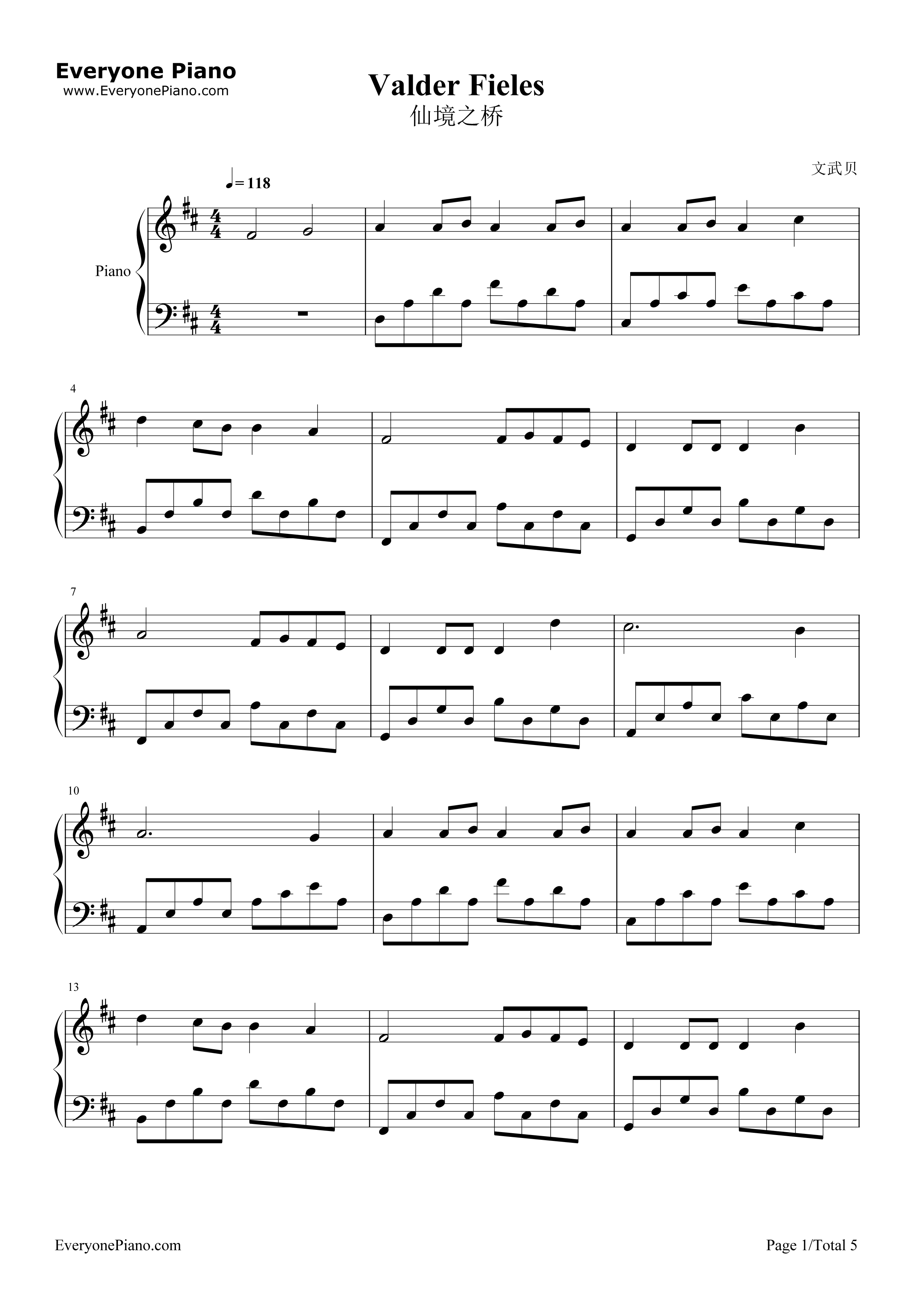 Valder_Fields钢琴谱_Tamas_Wells