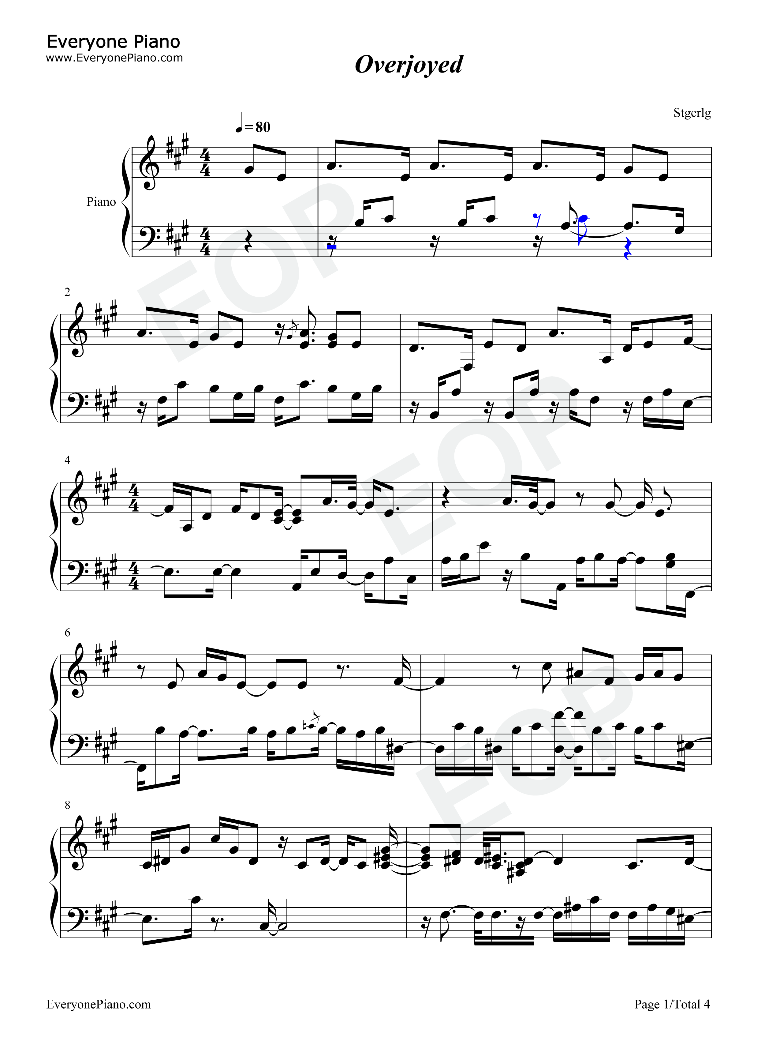 Overjoyed钢琴谱_Stevie_Wonder