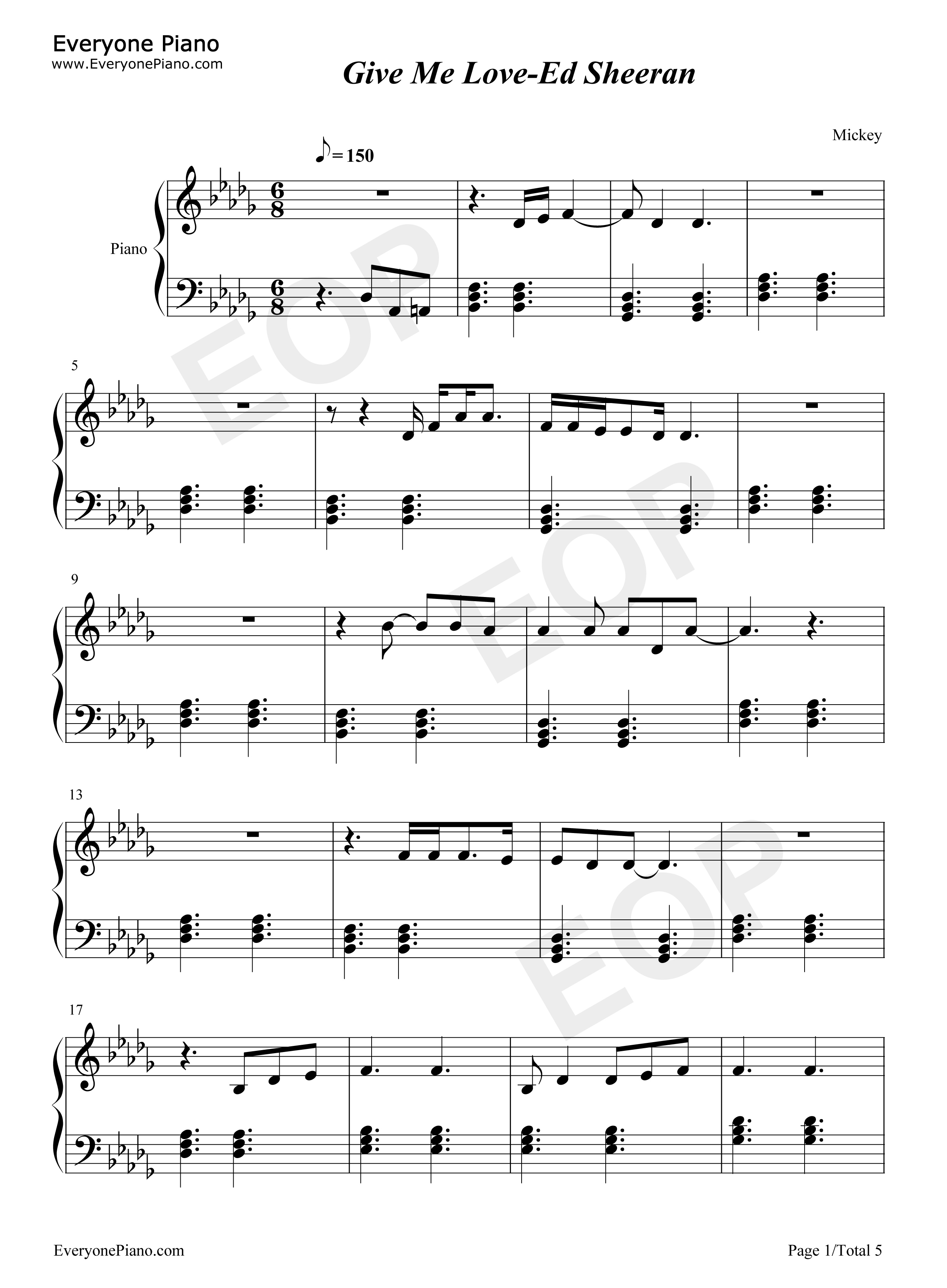 Give_Me_Love钢琴谱_Ed_Sheeran