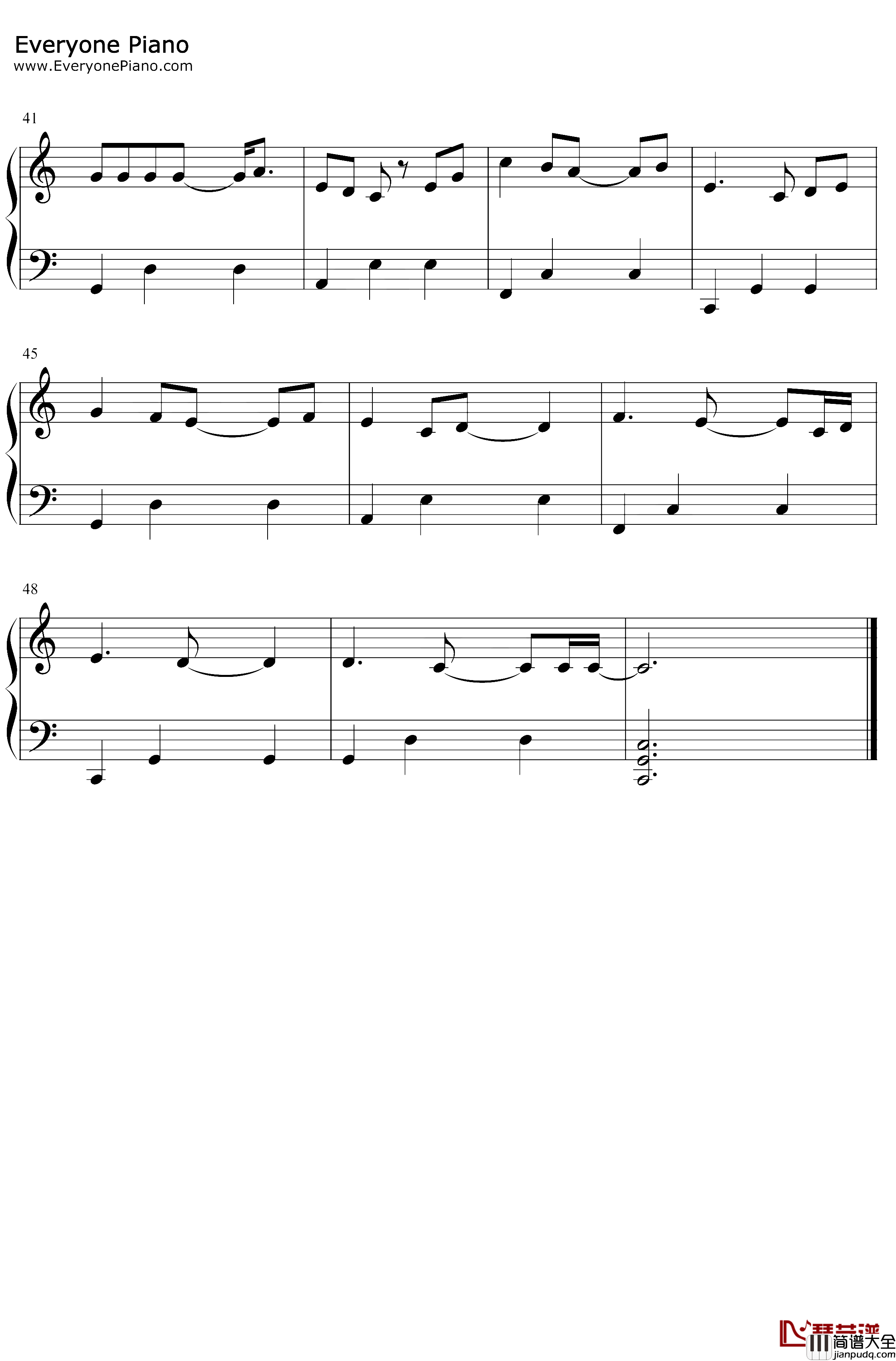 Perfect钢琴谱_EdSheeran_C调简单版