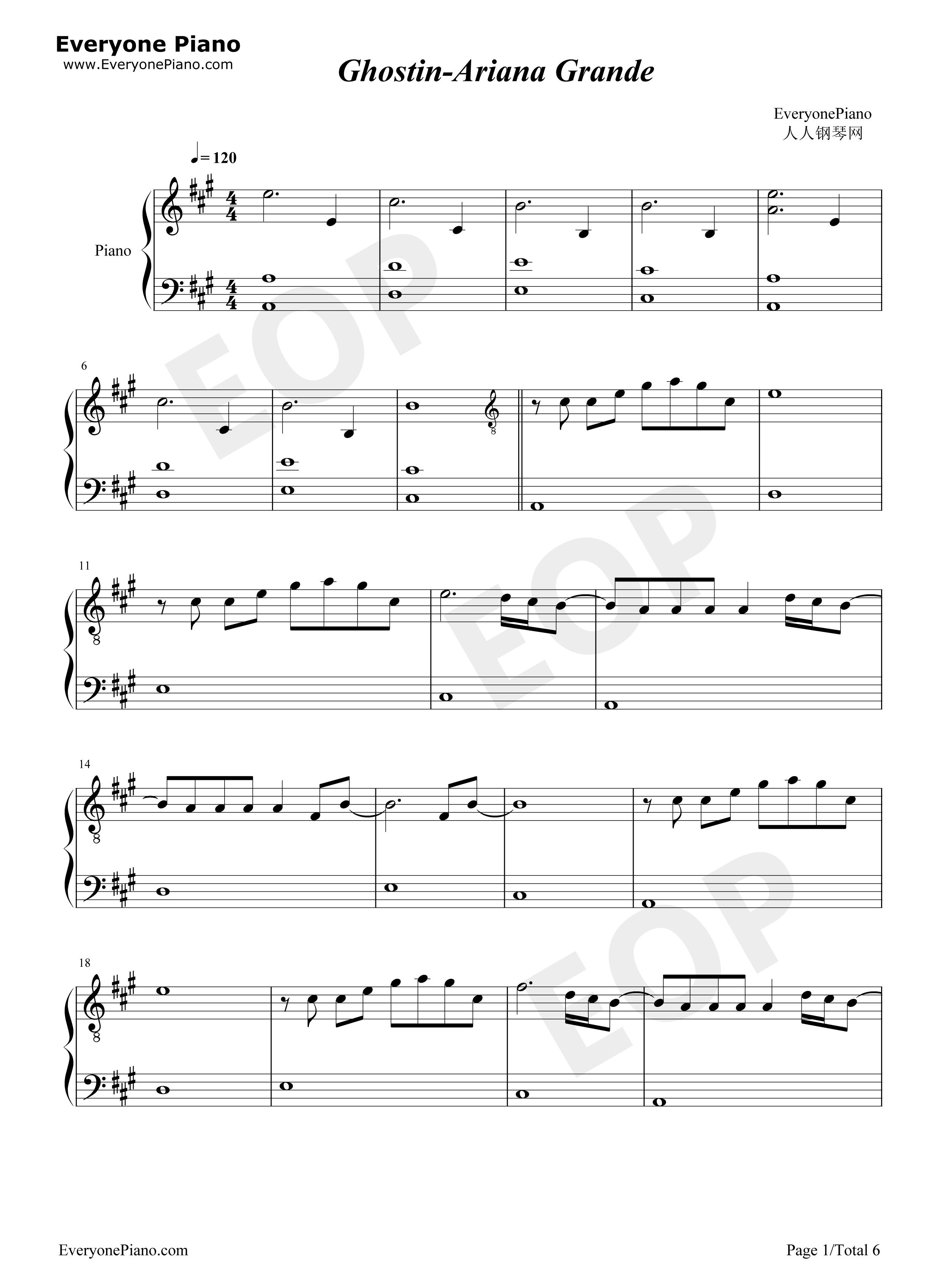 Ghostin钢琴谱_Ariana_Grande