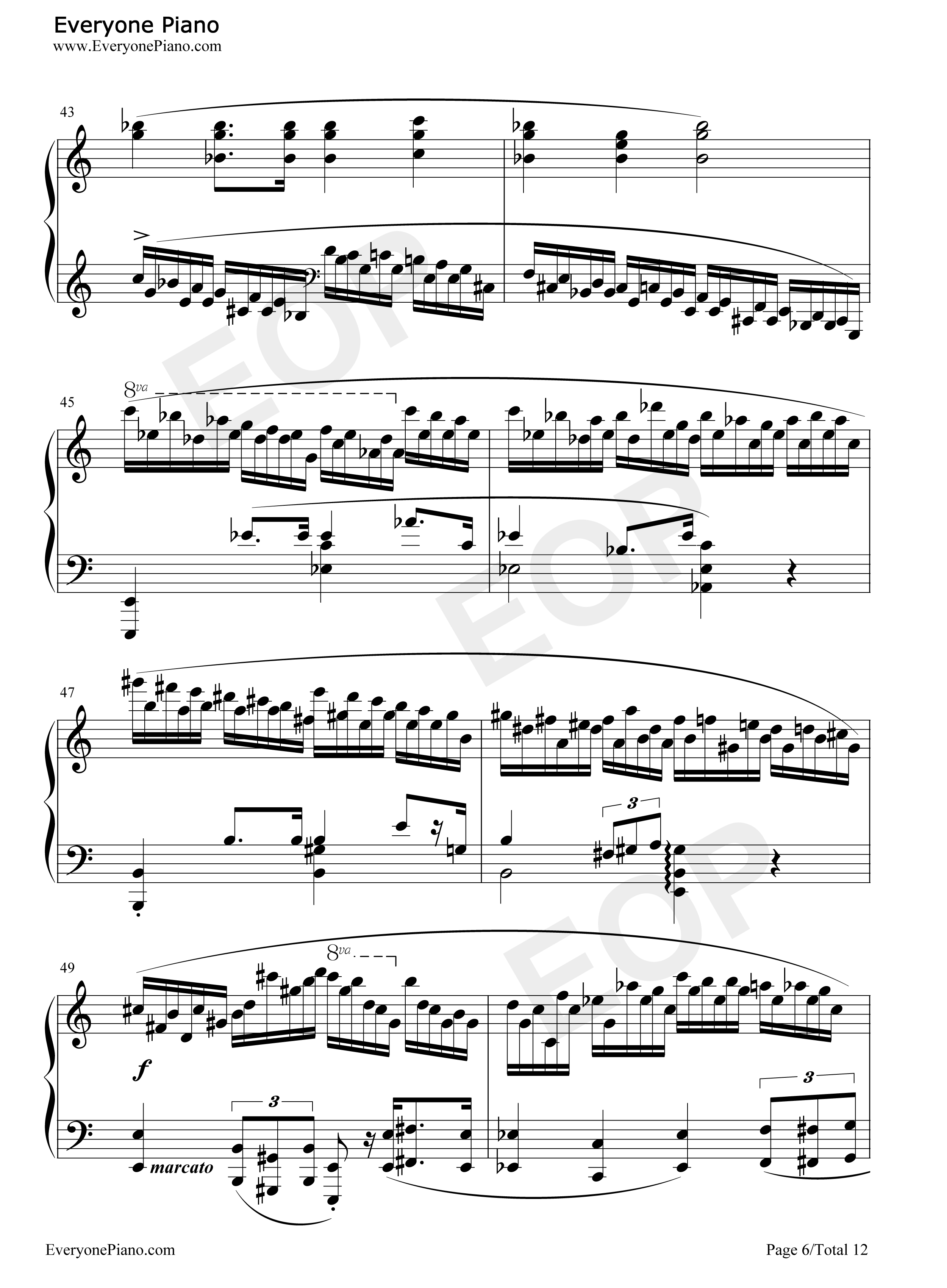 肖邦练习曲第23首钢琴谱_肖邦