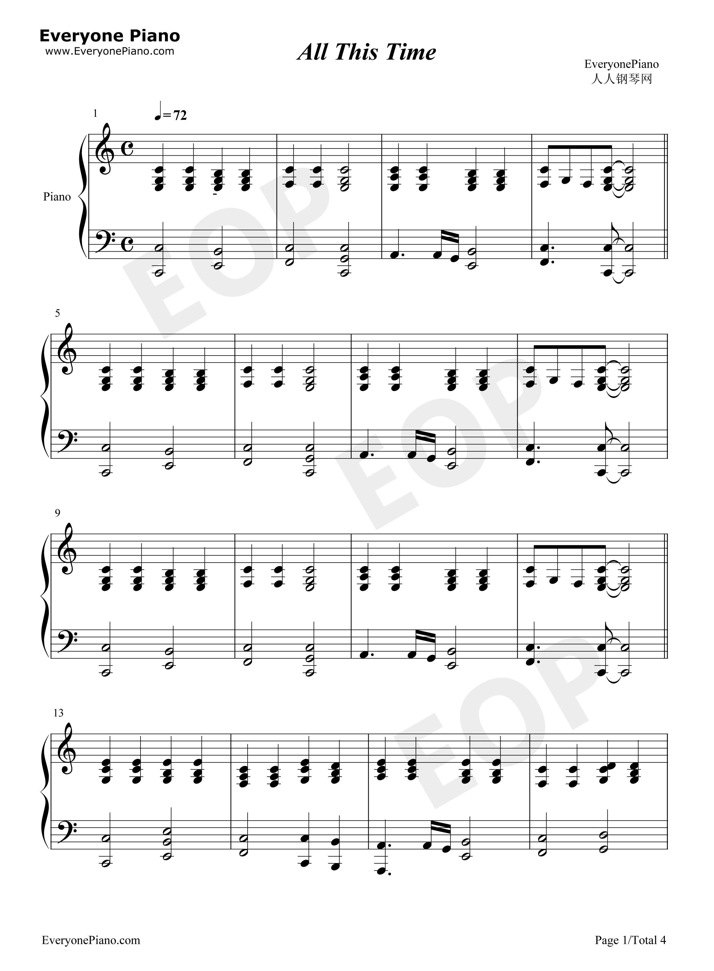 All_This_Time伴奏钢琴谱_OneRepublic