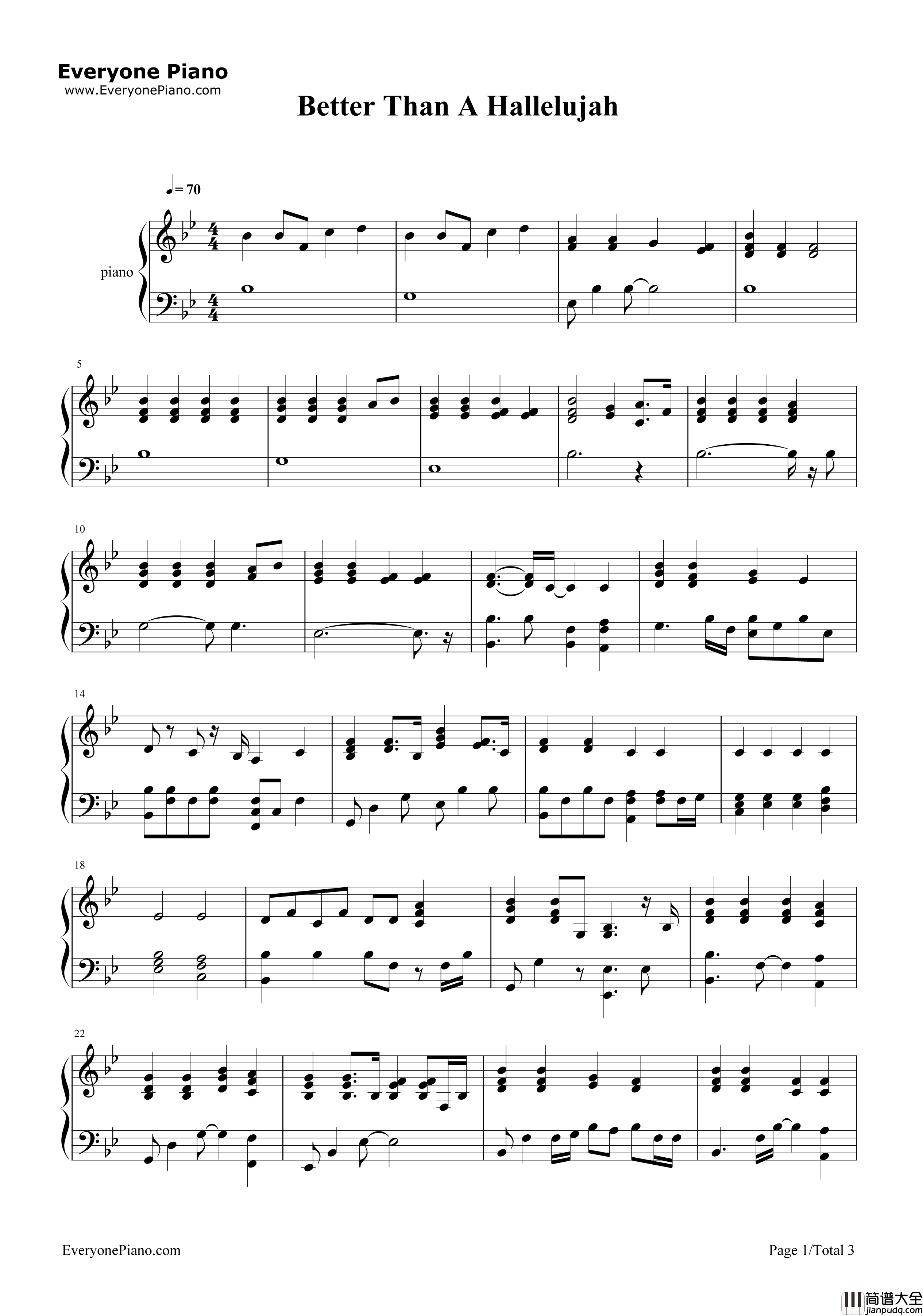 Better_Than_A_Hallelujah钢琴谱_Sarah_Hart