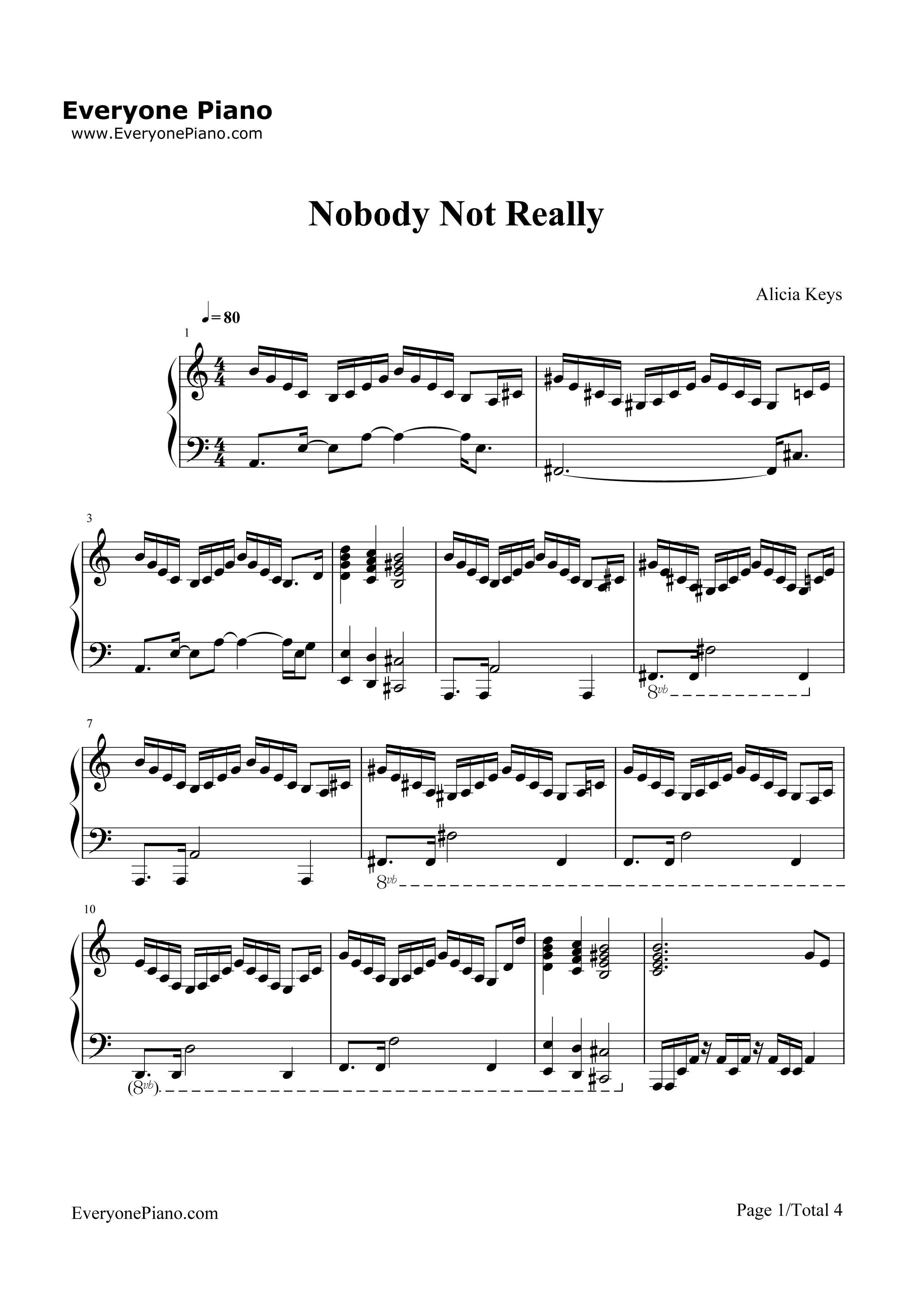 Nobody_Not_Really钢琴谱_Alicia_Keys