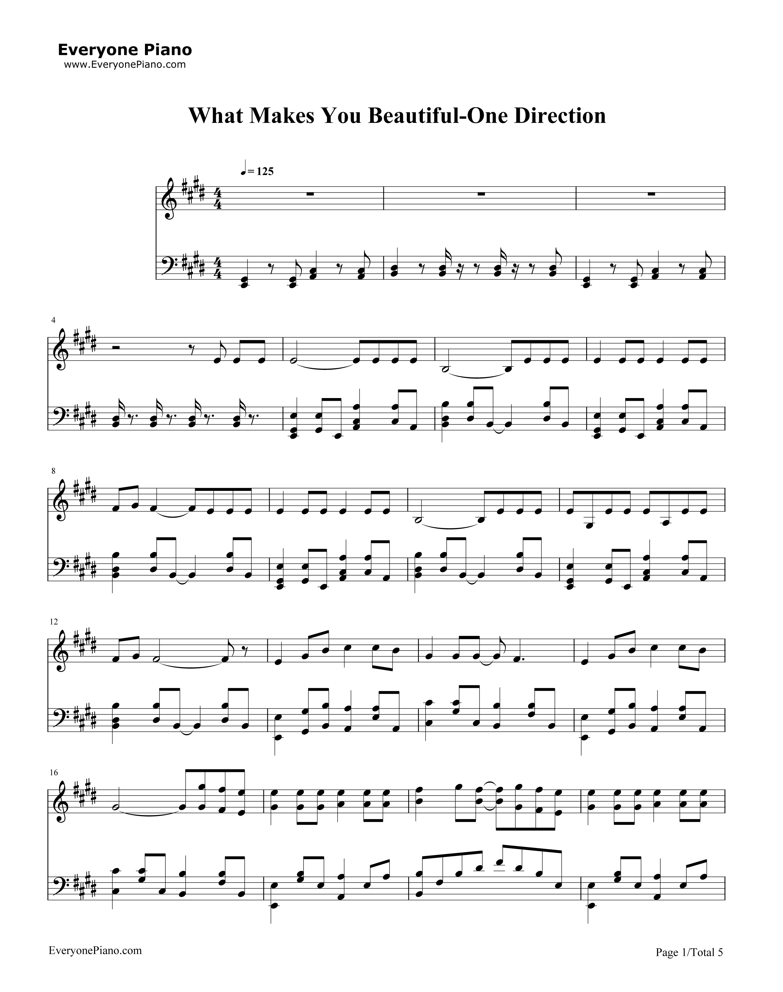 What_Makes_You_Beautiful钢琴谱_One_Direction