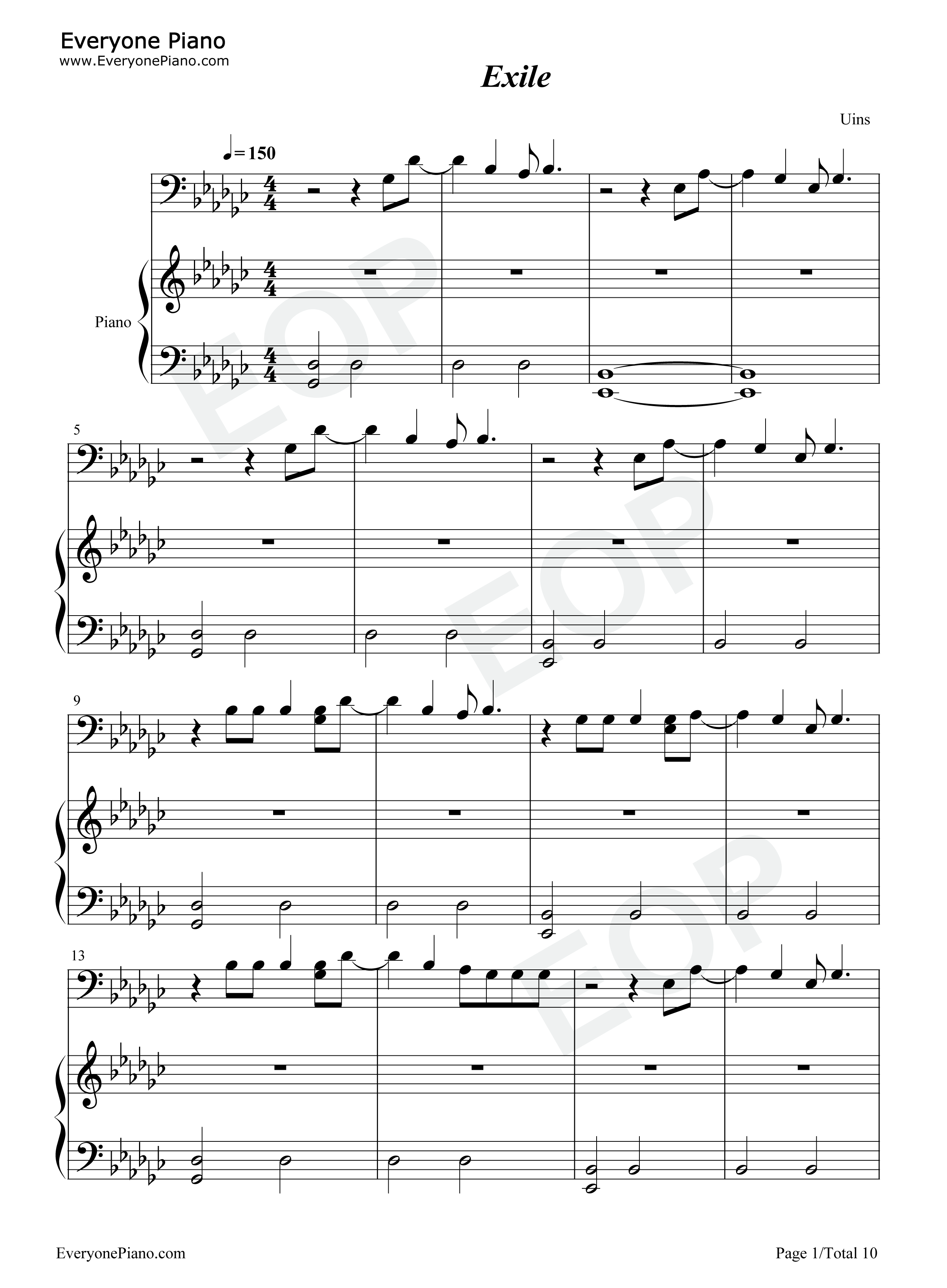 Exile钢琴谱_Taylor_Swift_Bon_Iver