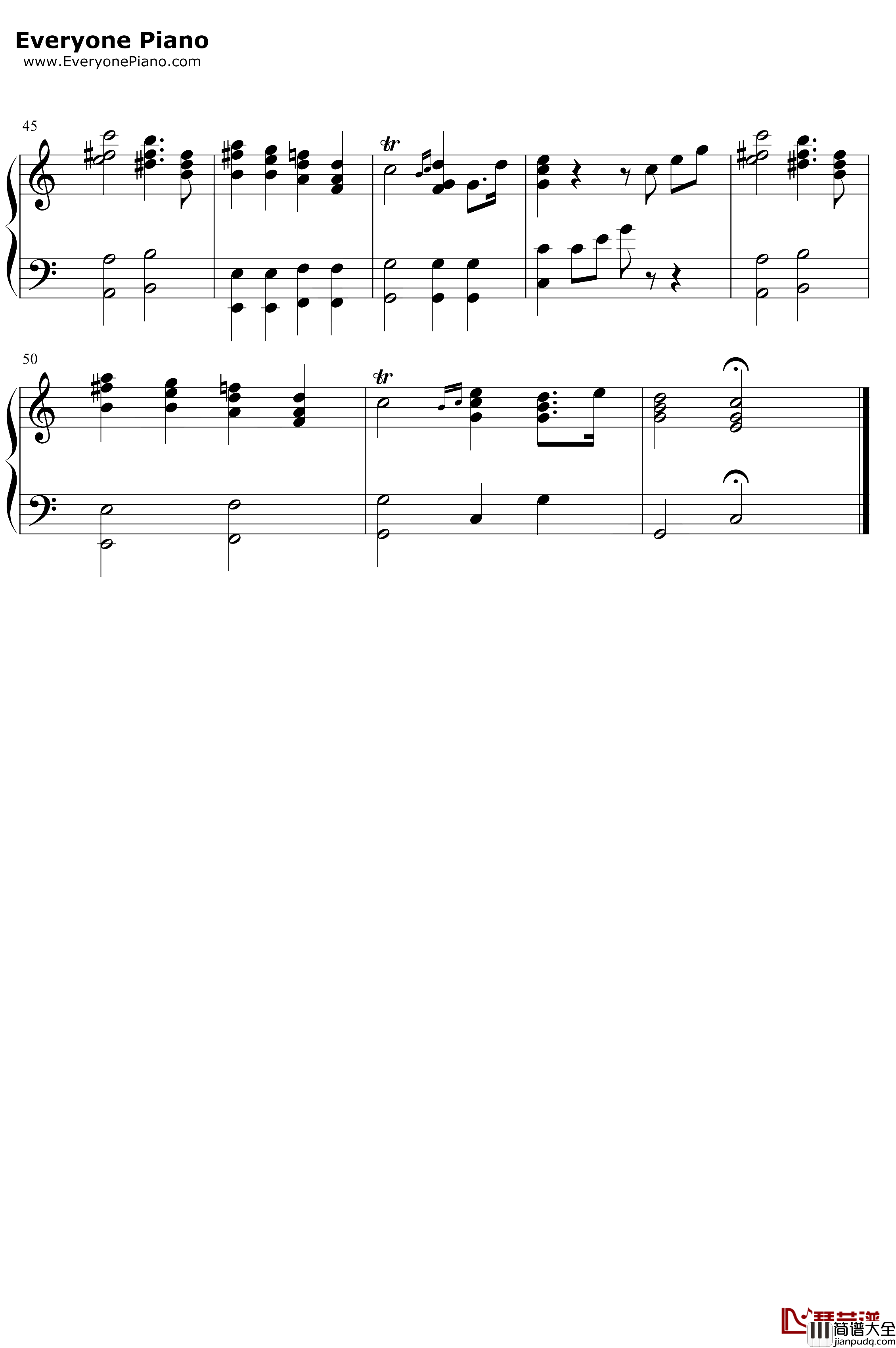 WeddingMarch钢琴谱_门德尔松_婚礼进行曲_仲夏夜之梦第五幕前奏曲
