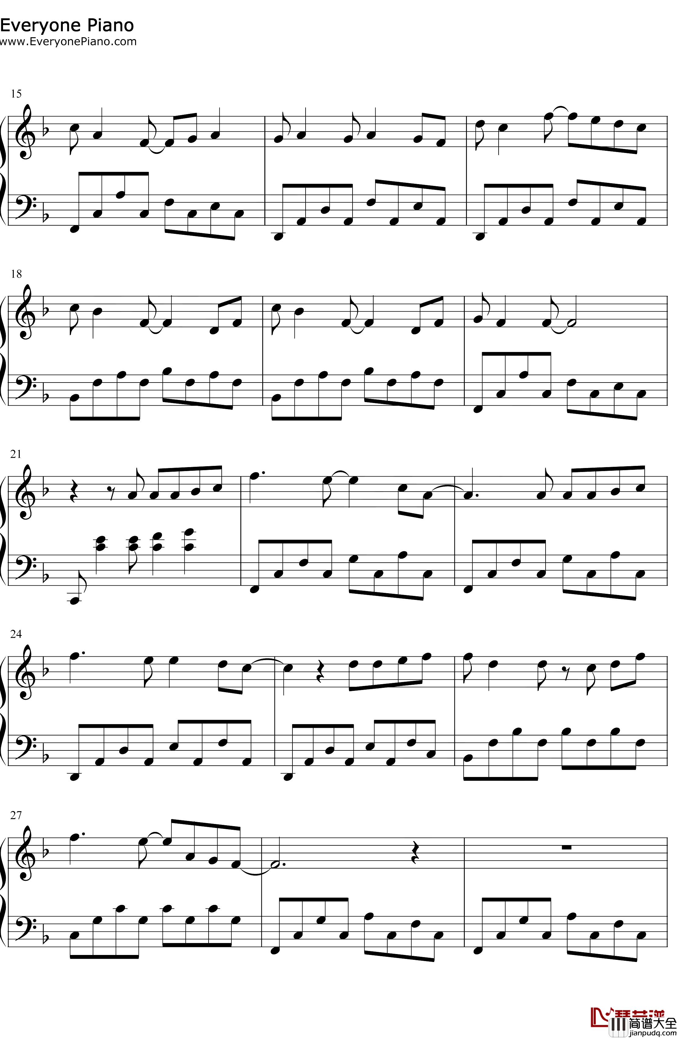 星空钢琴谱_五月天_电影星空主题曲