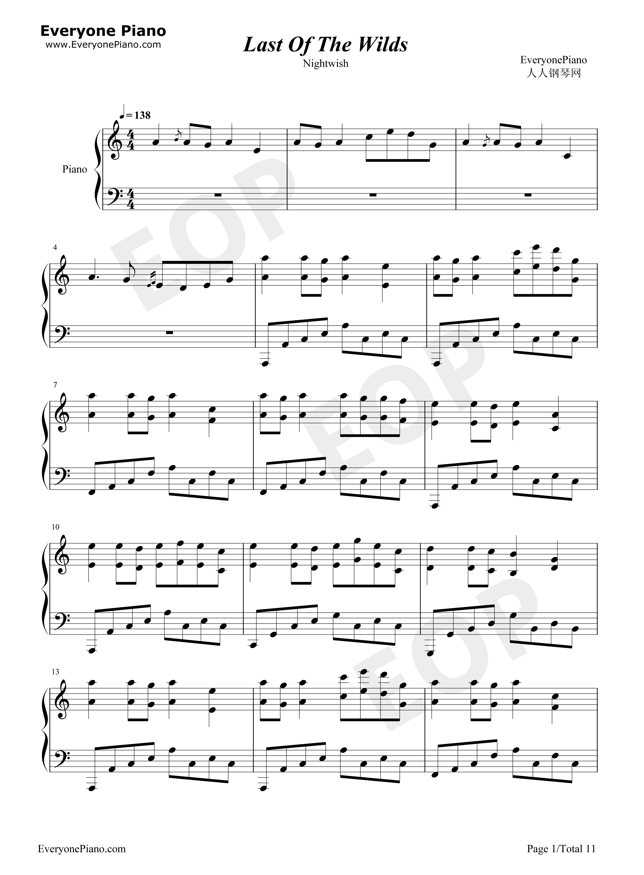 Last_of_the_Wilds钢琴谱_Nightwish