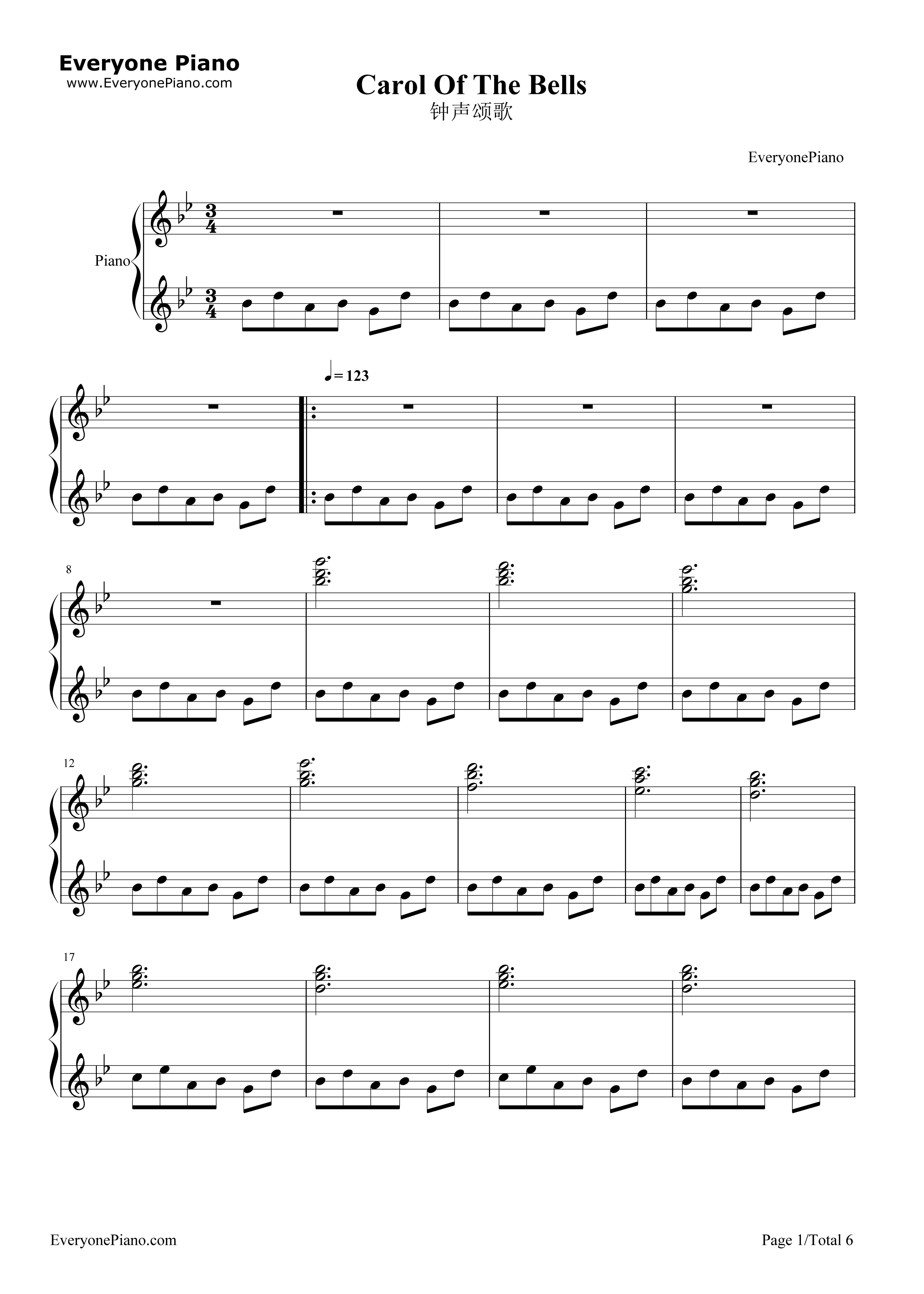 Carol_Of_The_Bells（钟声颂歌）钢琴谱_Mykola_Leontovych