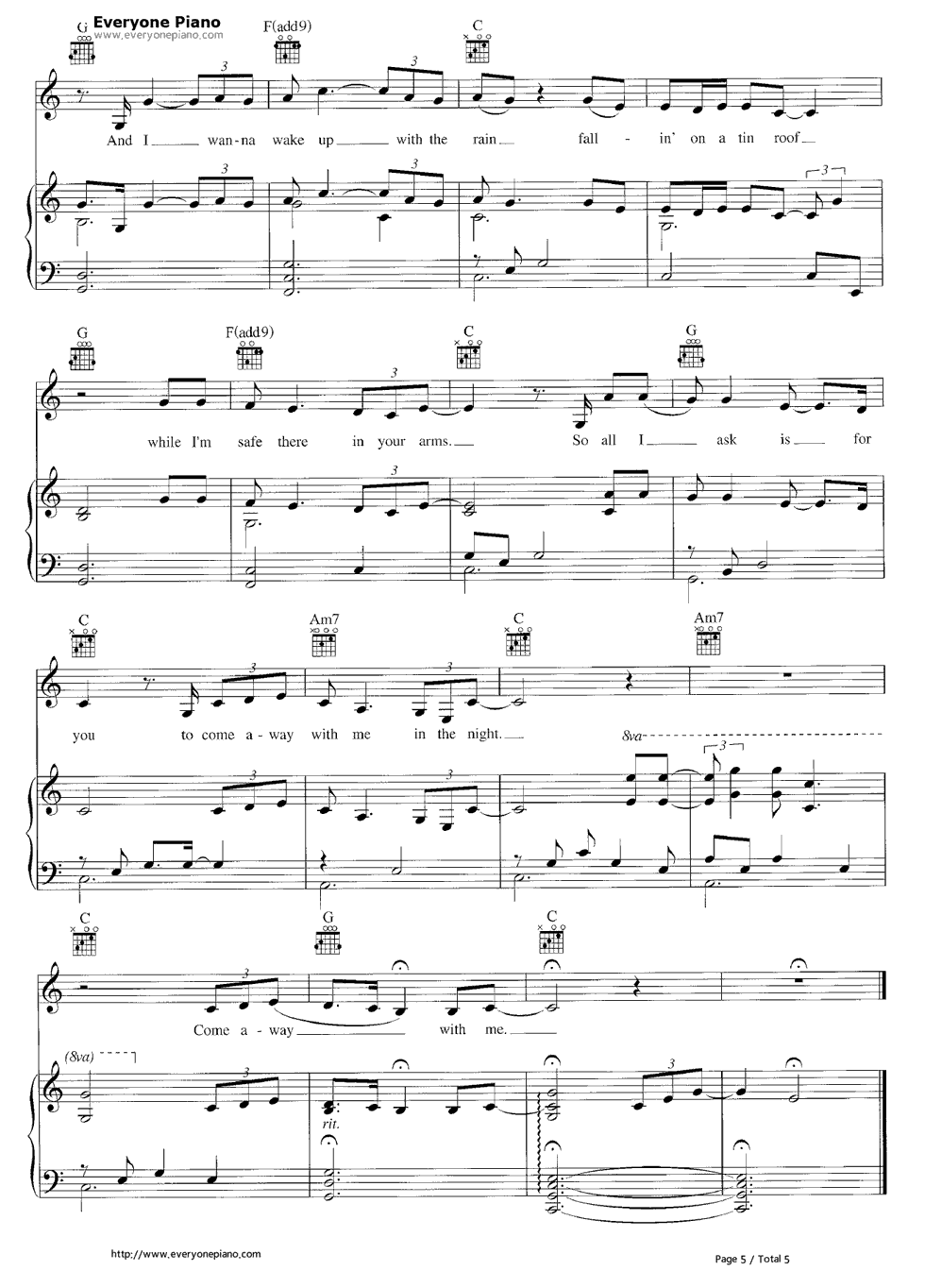 Come_Away_with_Me钢琴谱_Norah_Jones