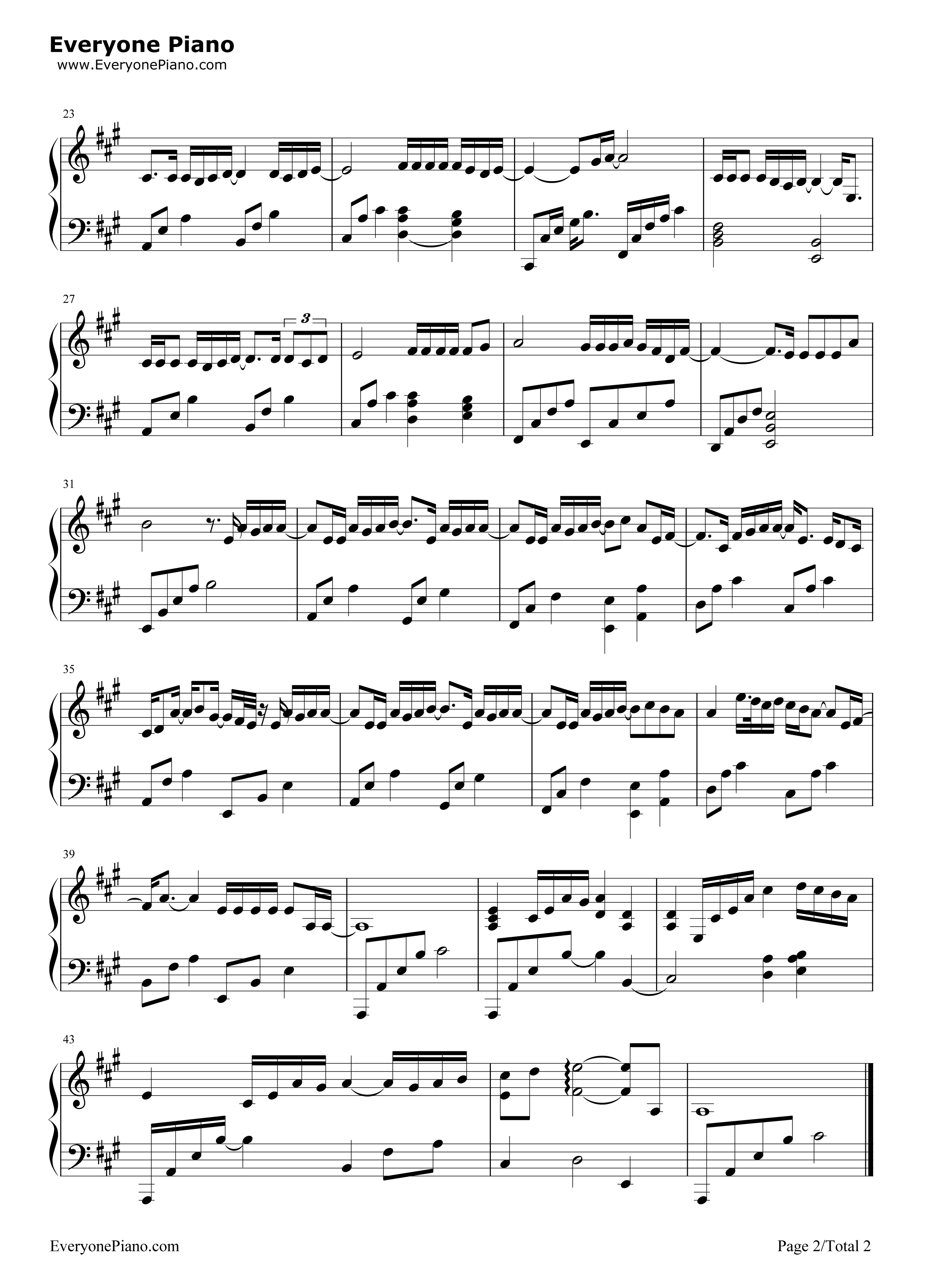 飞云之下钢琴谱_韩红_林俊杰