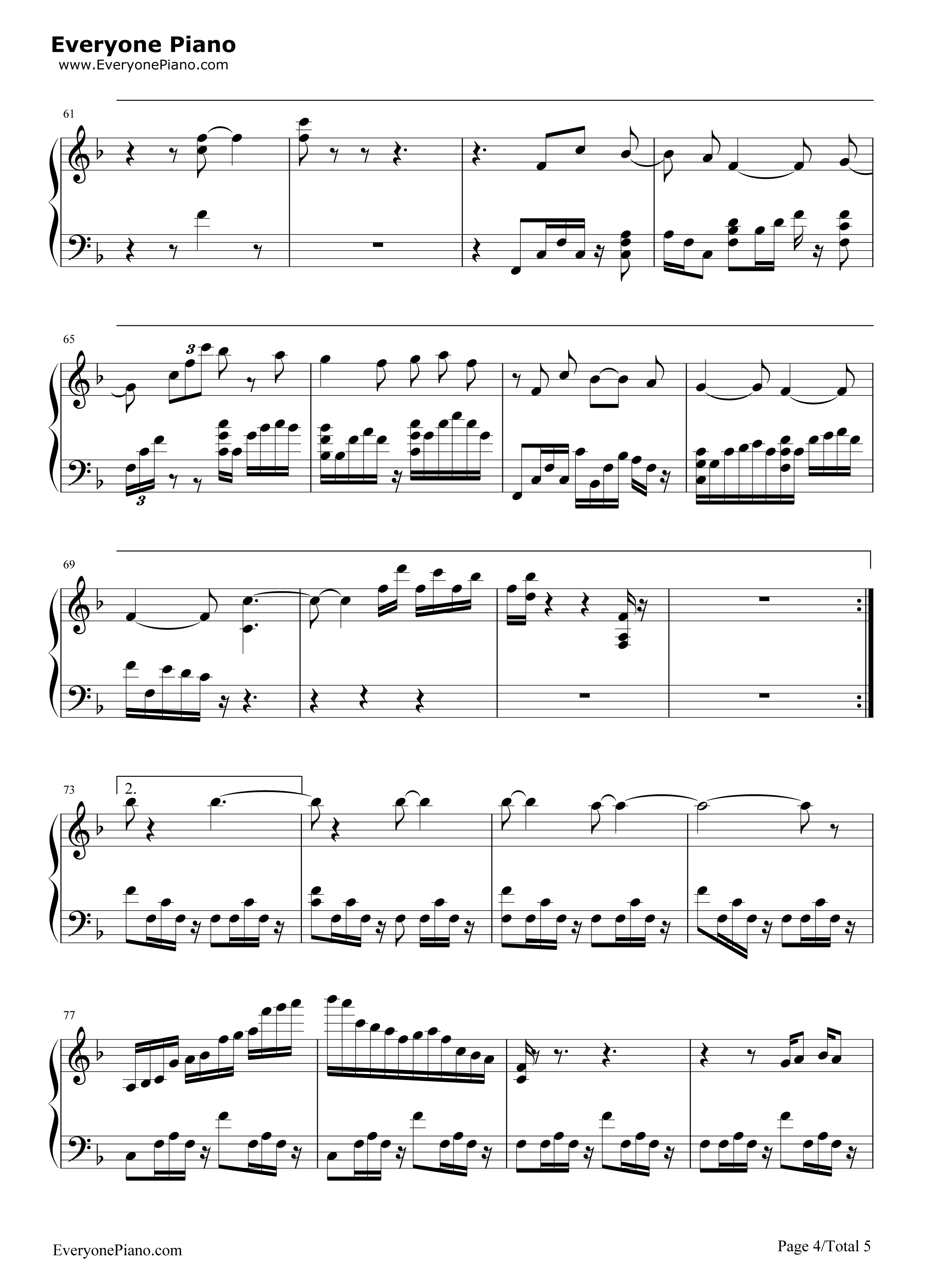 魔法使いの夜～メインテーマ钢琴谱_深泽秀行