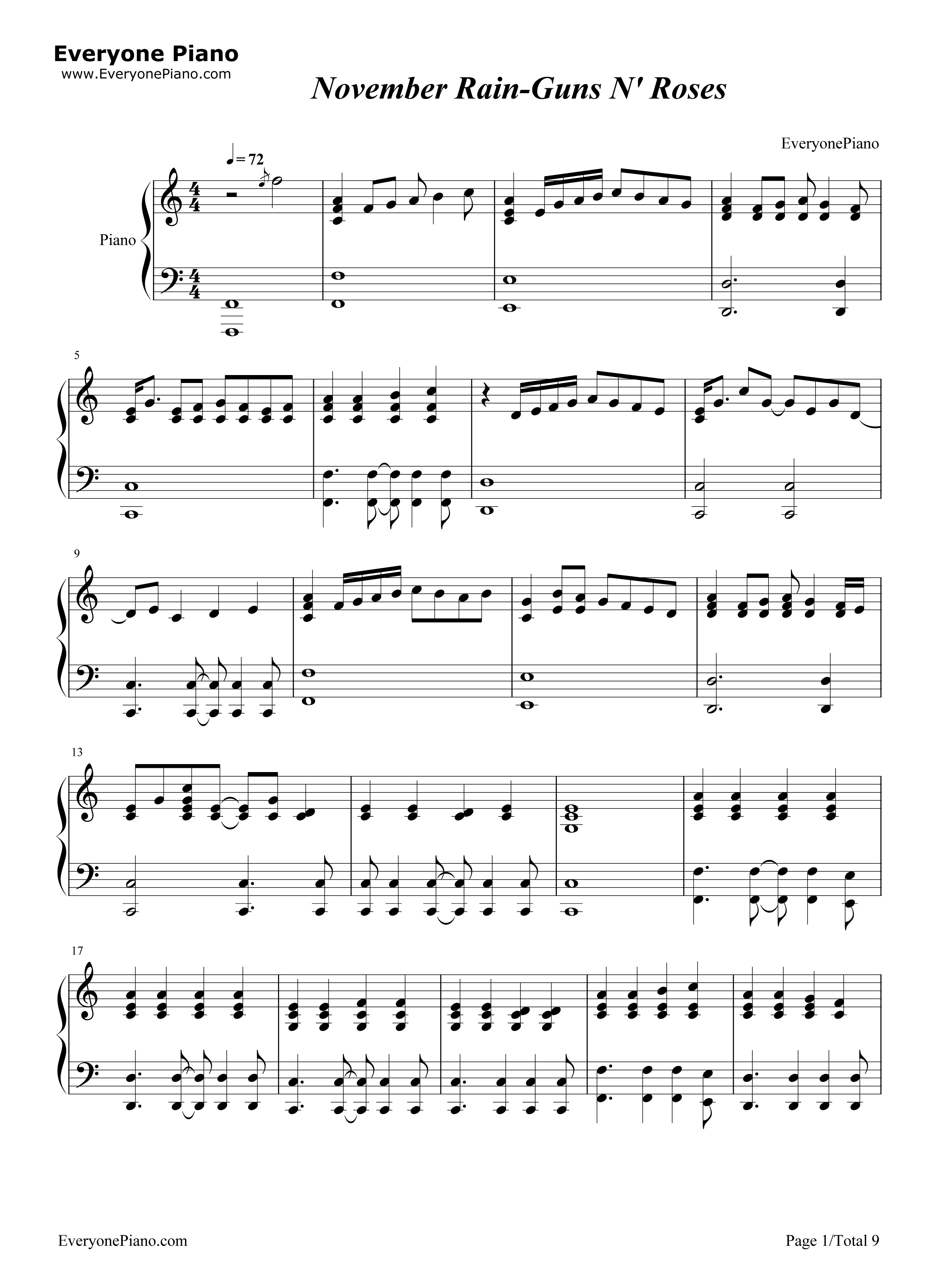 November_Rain钢琴谱_Guns_N'_Roses