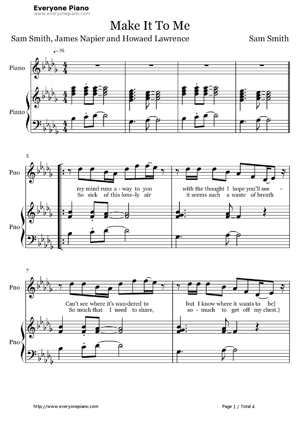 Make_It_To_Me钢琴谱_Sam_Smith__萨姆·史密斯