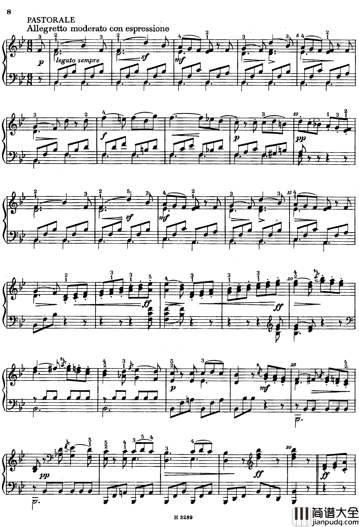 降B大调第八钢琴奏鸣曲Op.23钢琴谱_杜舍克