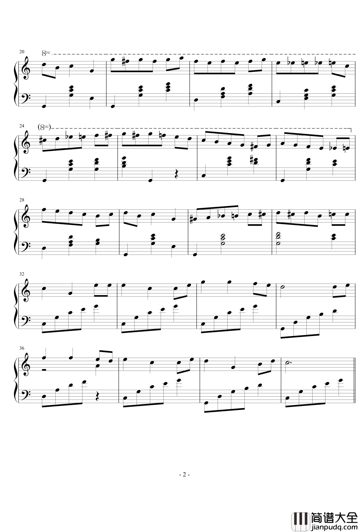新年好钢琴谱_欢快版_世界名曲