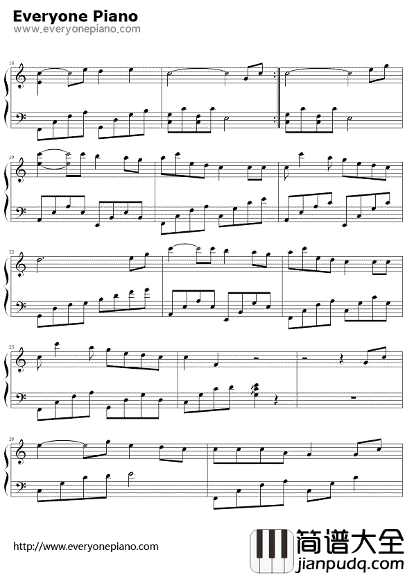 隐形的翅膀钢琴谱_张韶涵_爱杀17主题曲