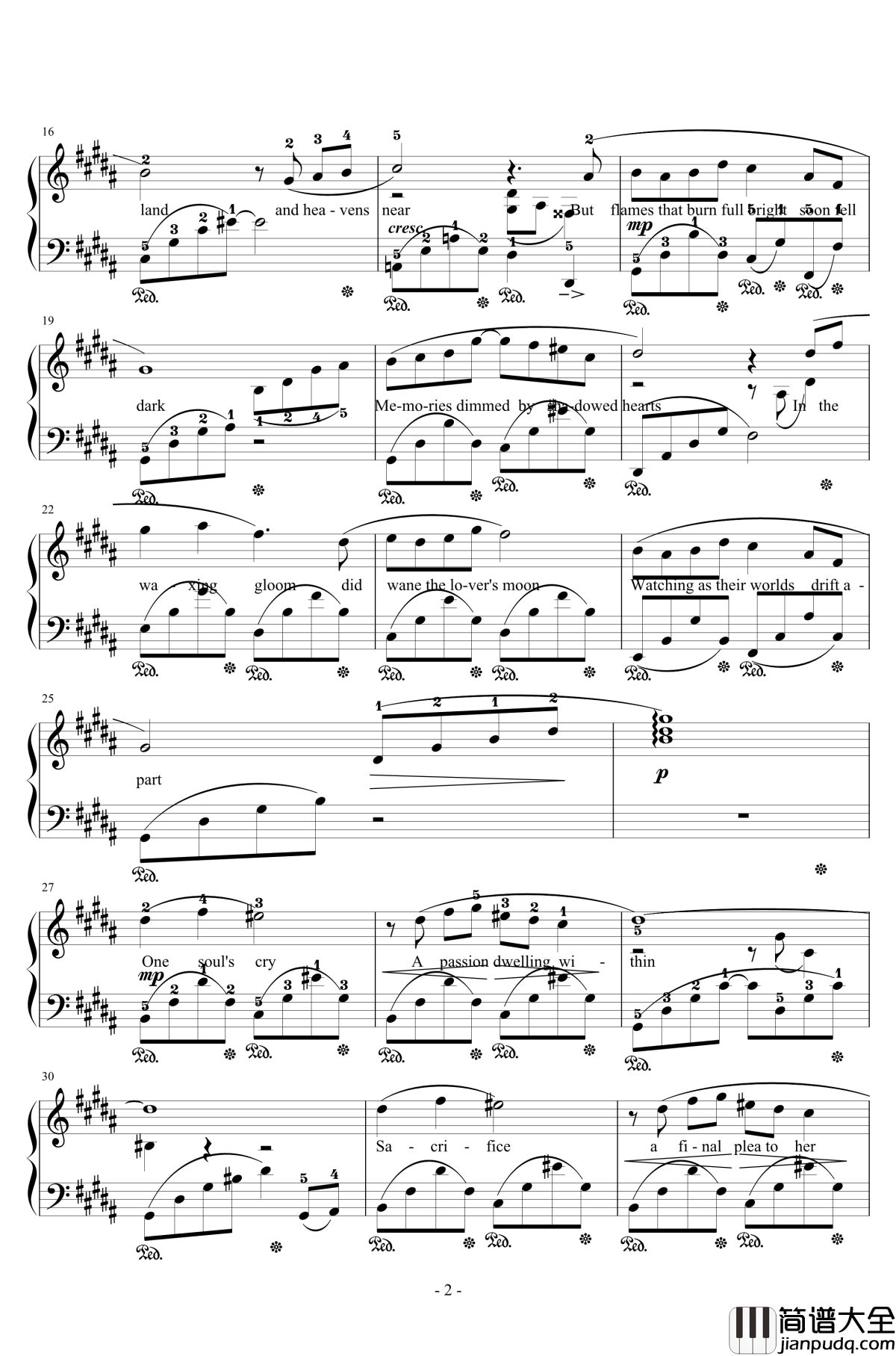 DRAGONSONG钢琴谱_Distant_Worlds_IV_Susan_Calloway