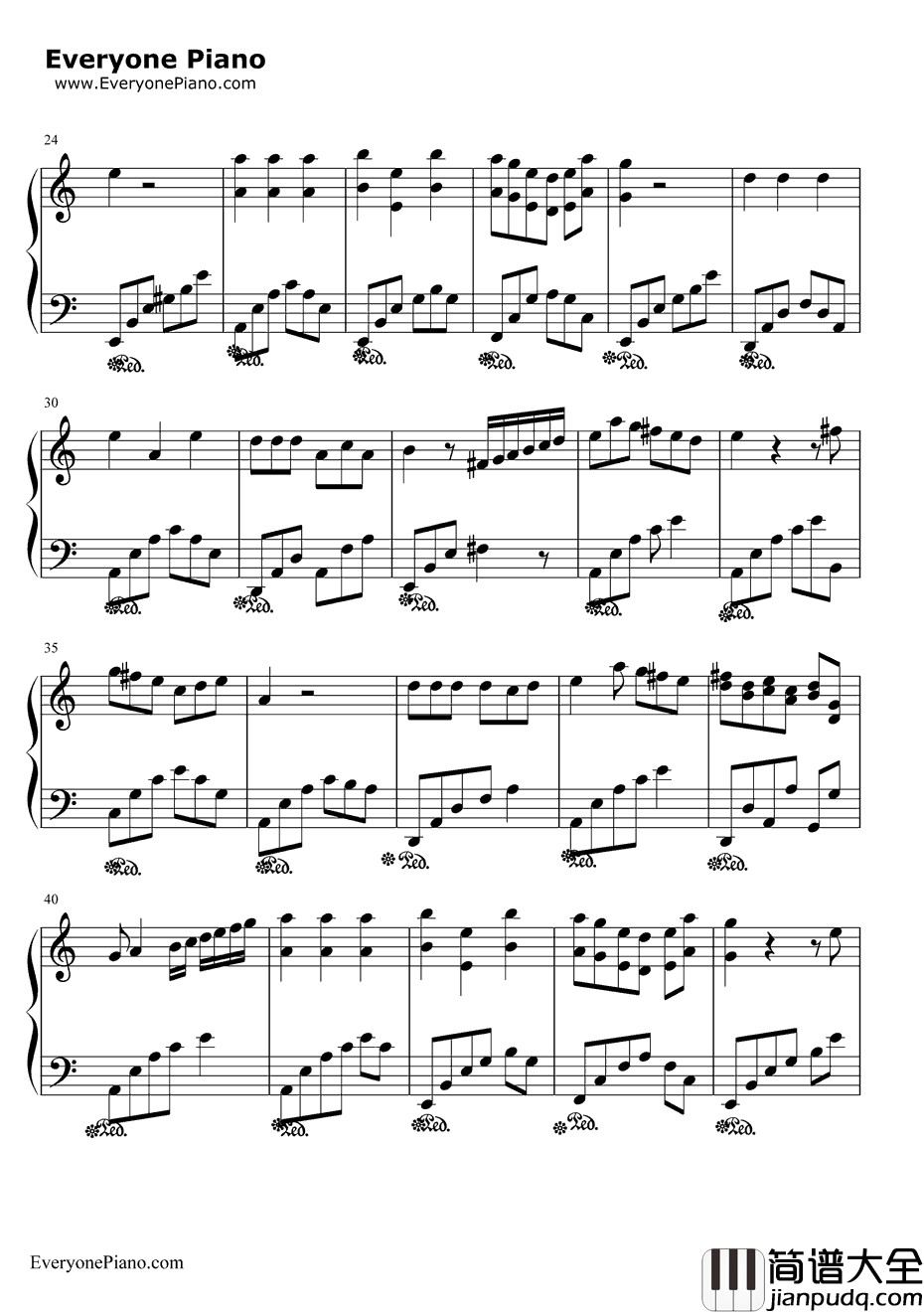 滚滚红尘钢琴谱_陈淑桦_滚滚红尘主题曲