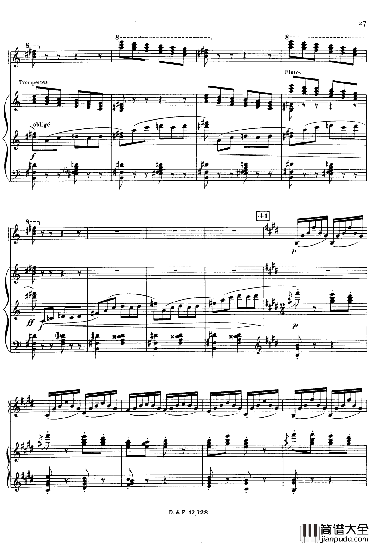 左手钢琴协奏曲钢琴谱_拉威尔_Ravel