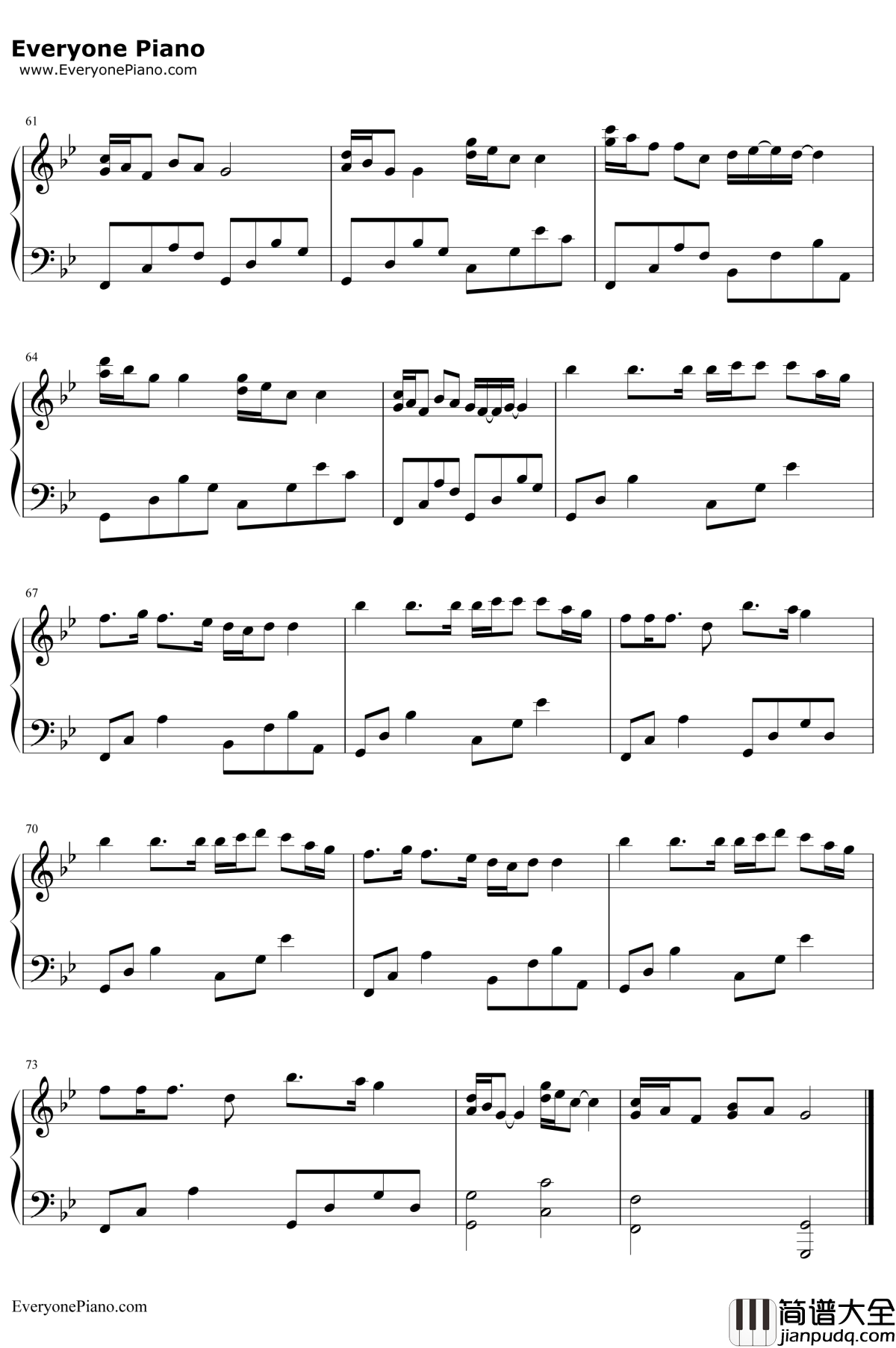 婚礼狂想曲钢琴谱_未知