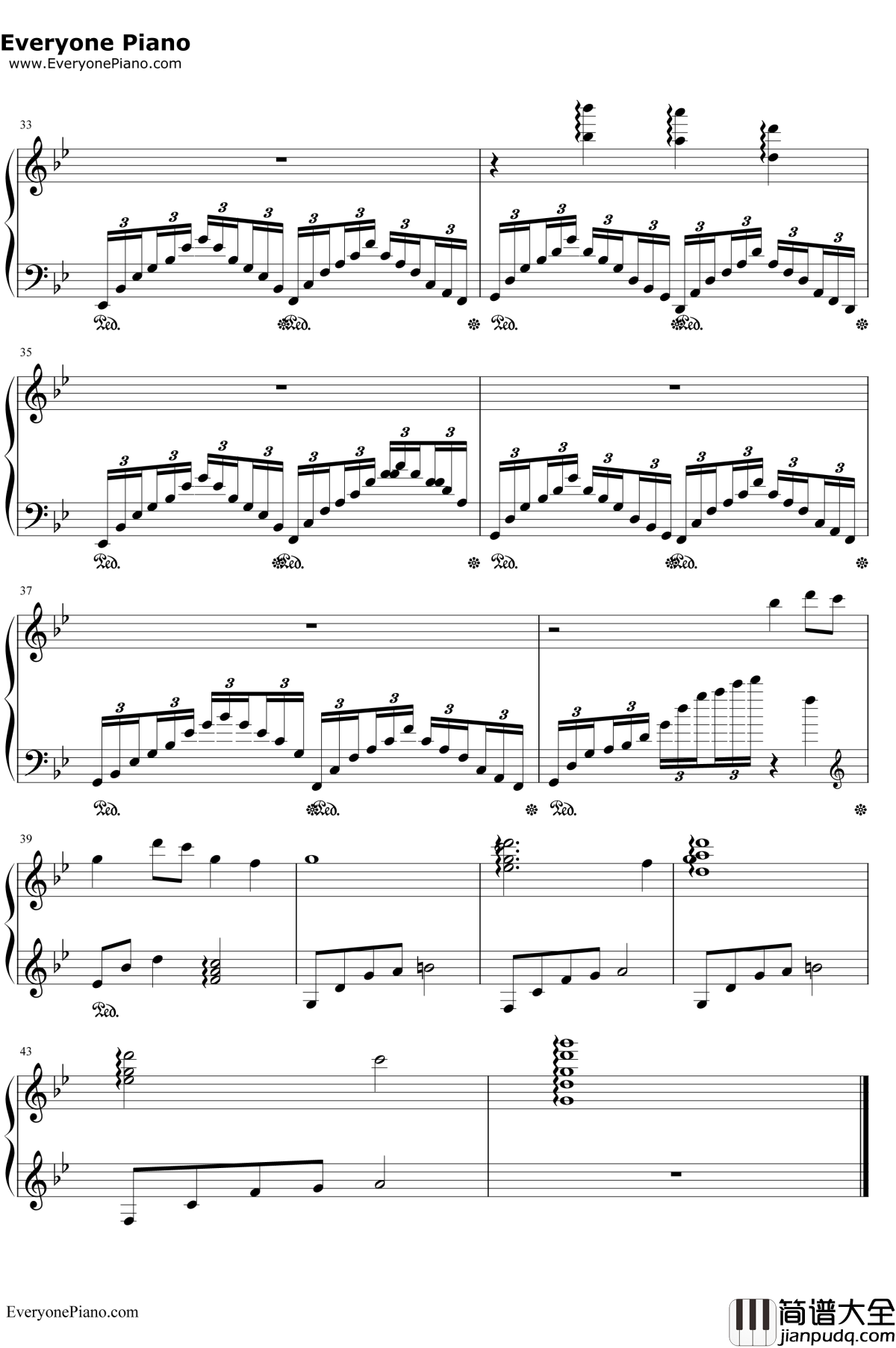 穿越时空的思念钢琴谱_和田熏_犬夜叉主题曲