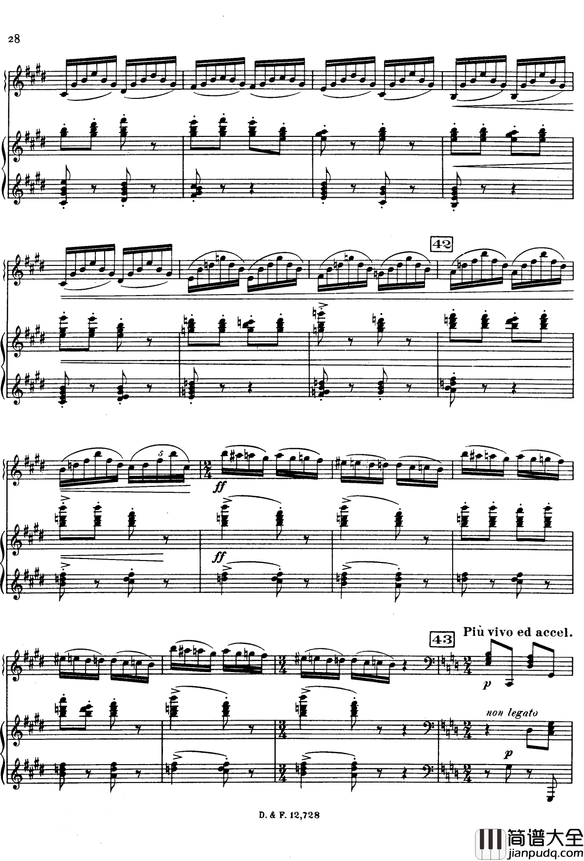 左手钢琴协奏曲钢琴谱_拉威尔_Ravel