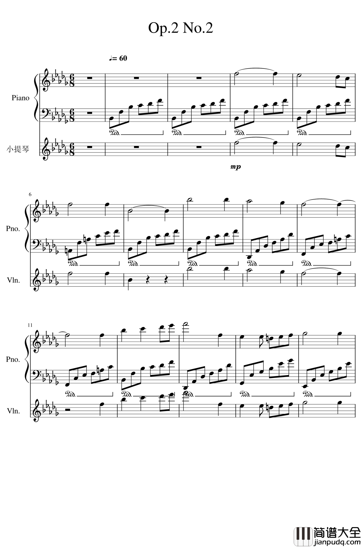 Op.2_2钢琴谱_黎明_SunnyAK47