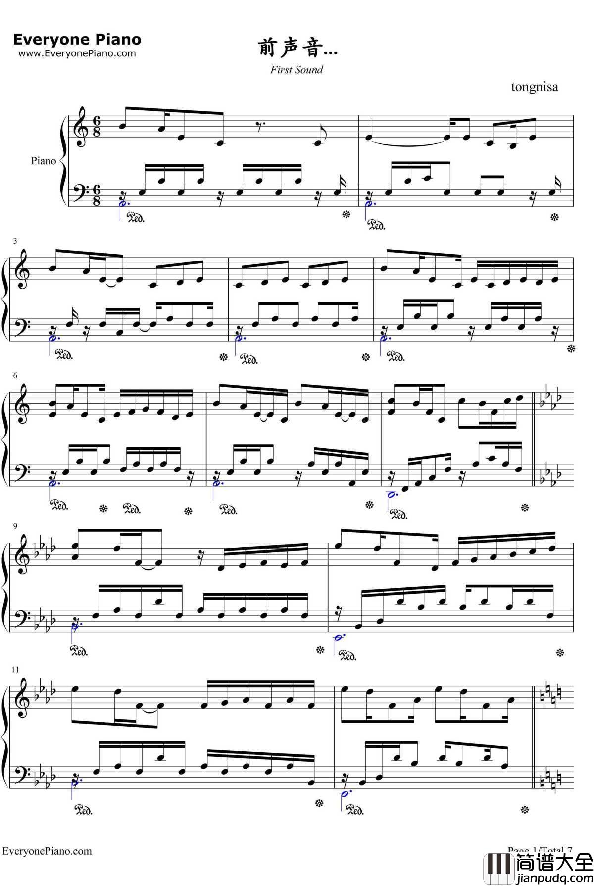 前声音钢琴谱_李闰珉_Yiruma