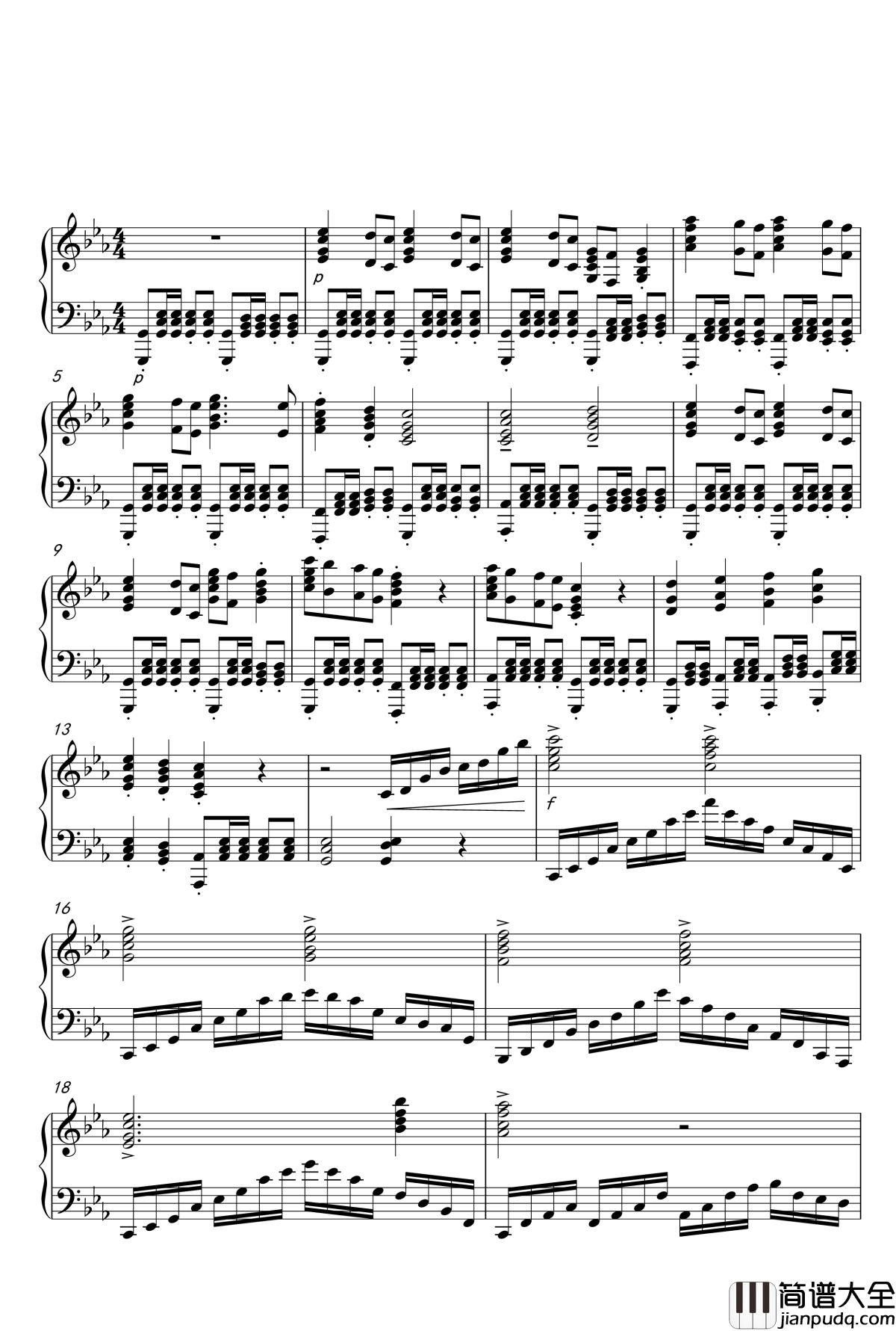 c小调回旋曲钢琴谱_斗争的凯歌_拉赫马尼糯夫