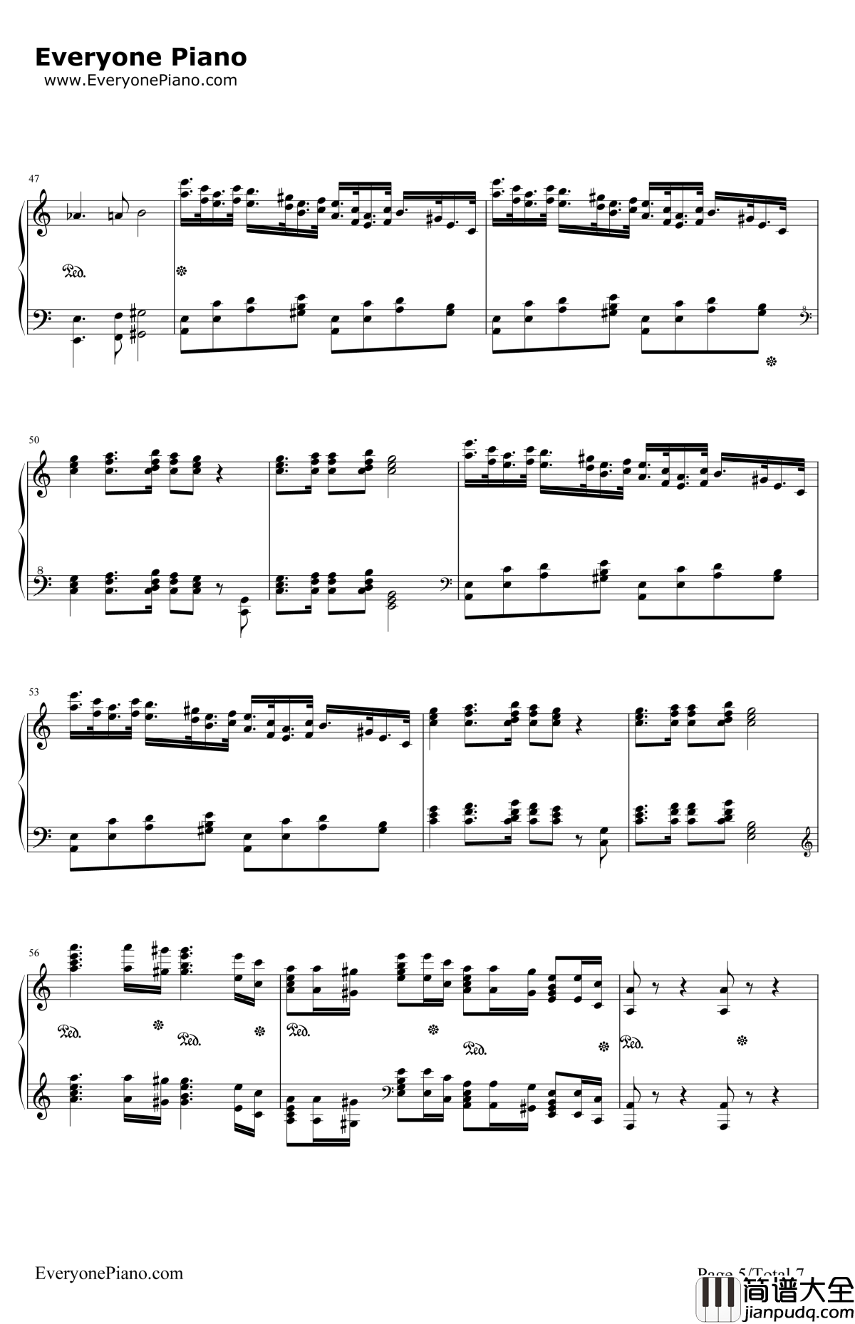格里格钢琴变奏曲钢琴谱_马克西姆_格里格钢琴变奏曲