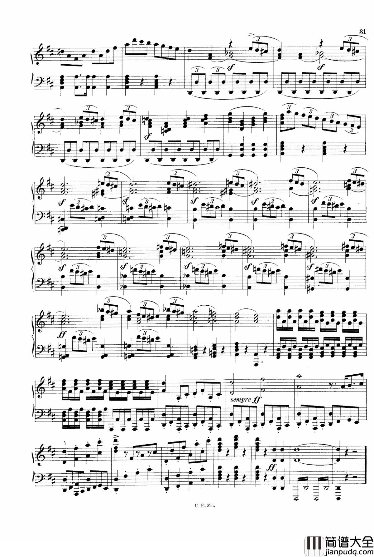 D大调第一交响曲_D.82钢琴谱_舒伯特
