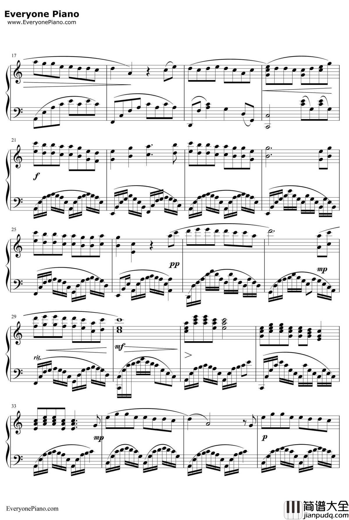 Colors_of_the_Wind钢琴谱_VanessaWilliams 凡妮莎·威廉斯_风中奇缘主题曲