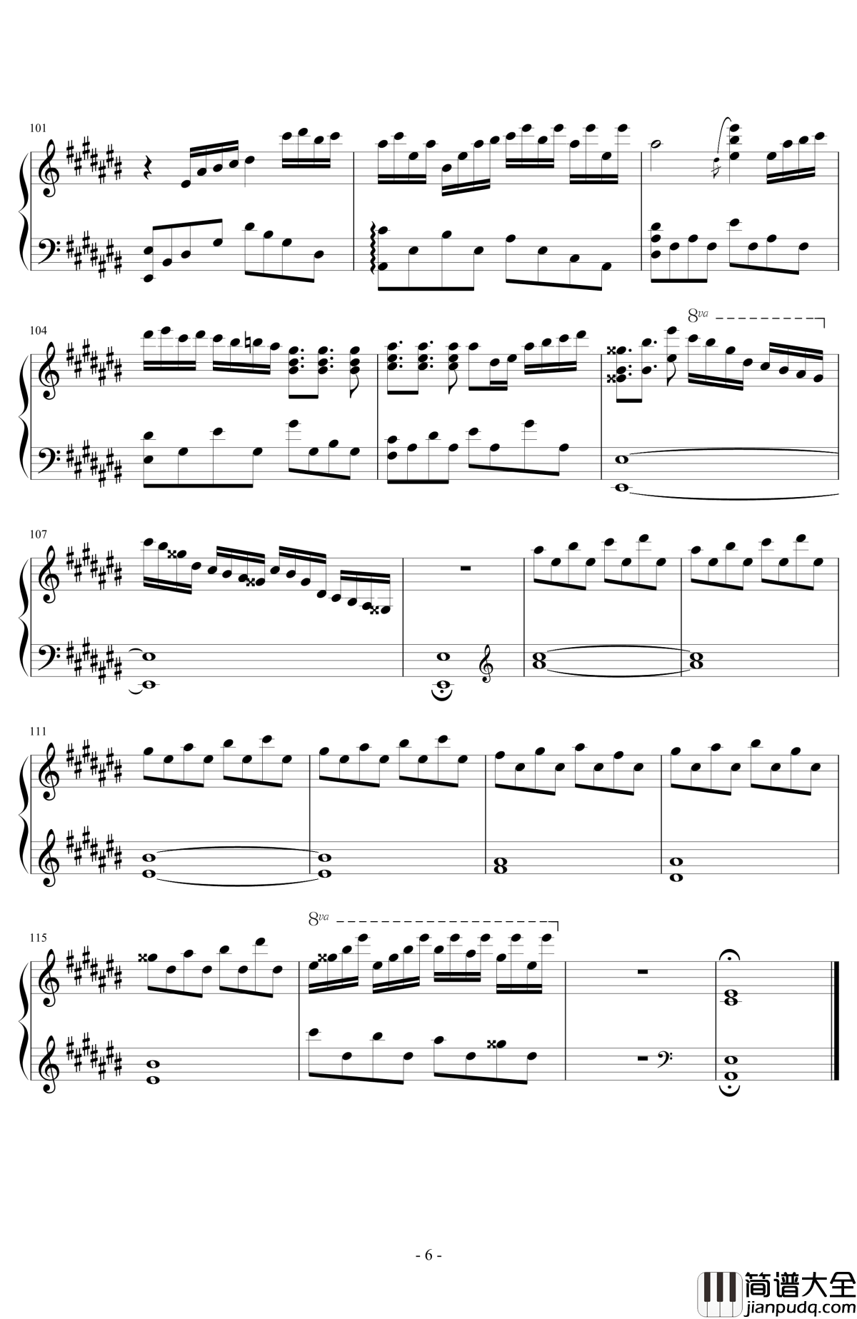 夜想曲钢琴谱_原曲：信仰は儚き人間の為に_东方风神录